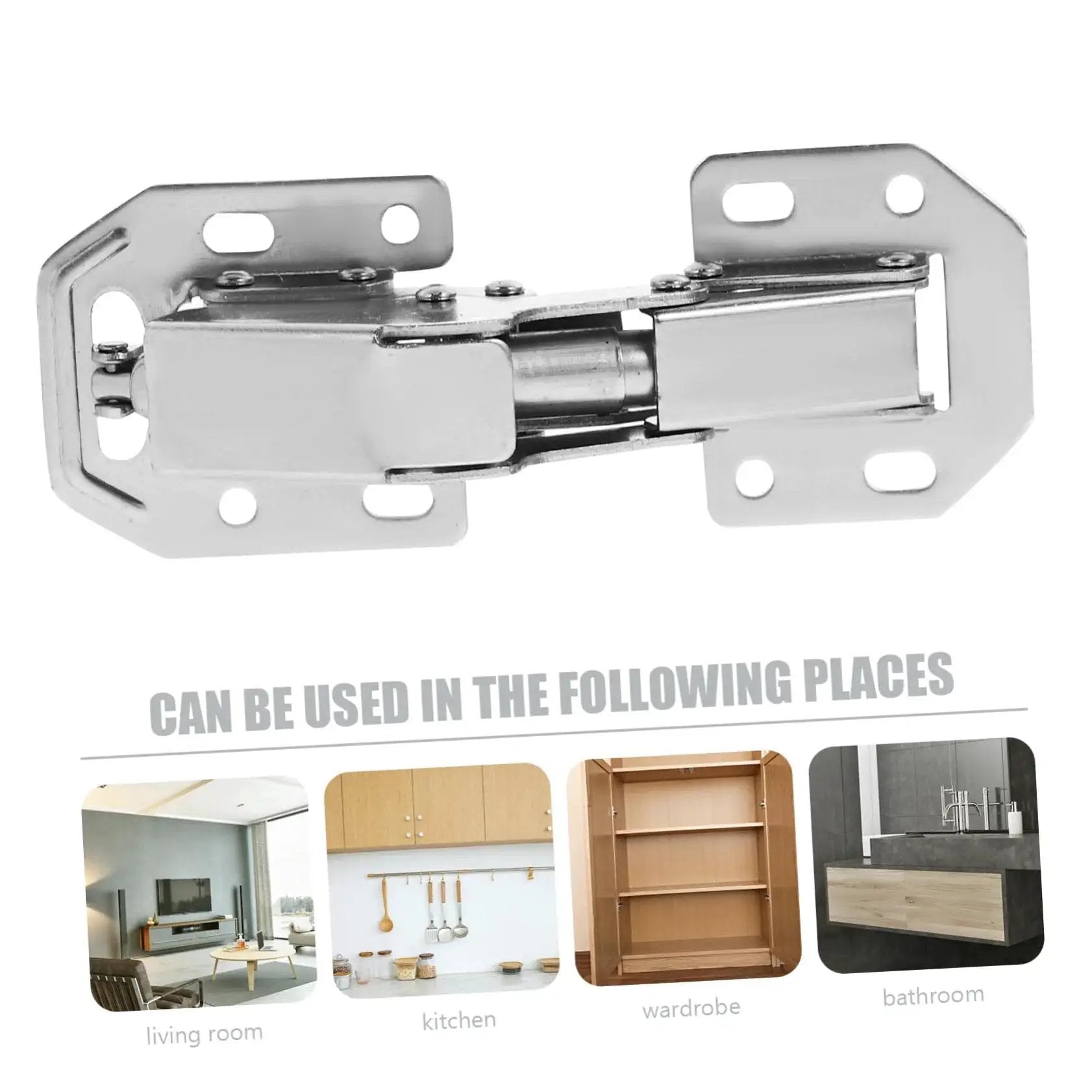 Heavy Duty 2 Pack Silver Cabinet Hinges For Kitchen Cupboards And Wardrobes Thickened Bridge Design No Drilling Required