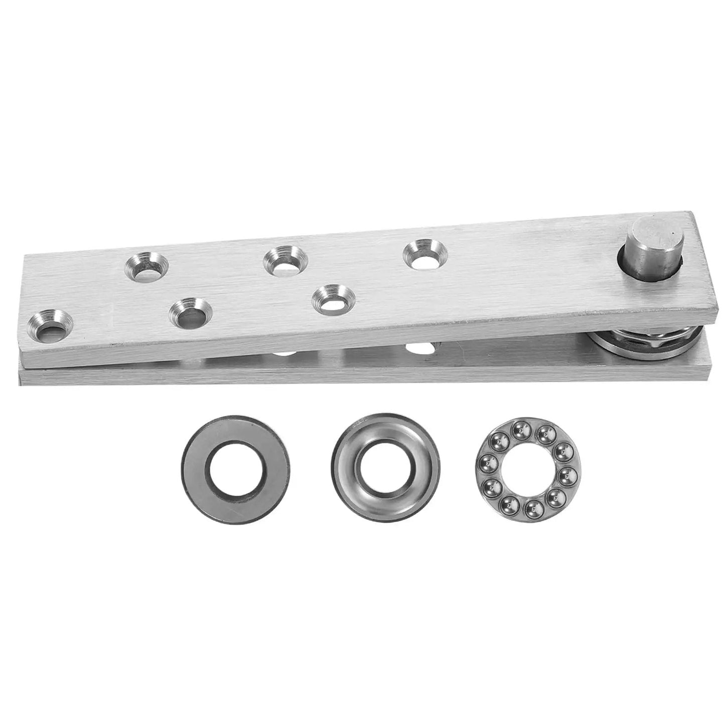 Heavy Duty 360 Degree Hidden Door Hinge in Stainless Steel for Wood Doors and Secret Doors, disassembled view.