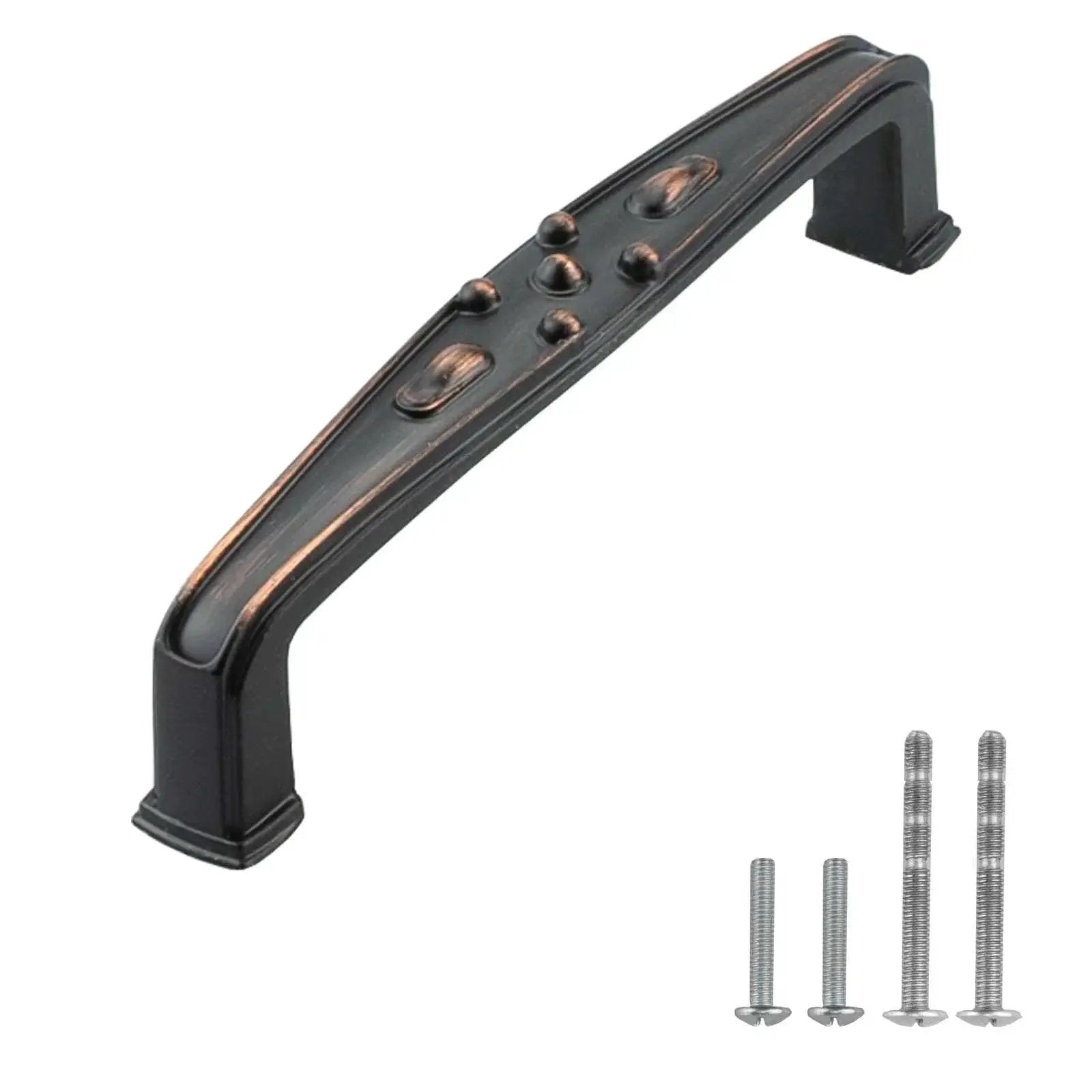 Solid Zinc Alloy Cabinet Pull Handle With Traditional Classic Design In Oil Rubbed Bronze, 4.25 Inch Overall Length with screws included