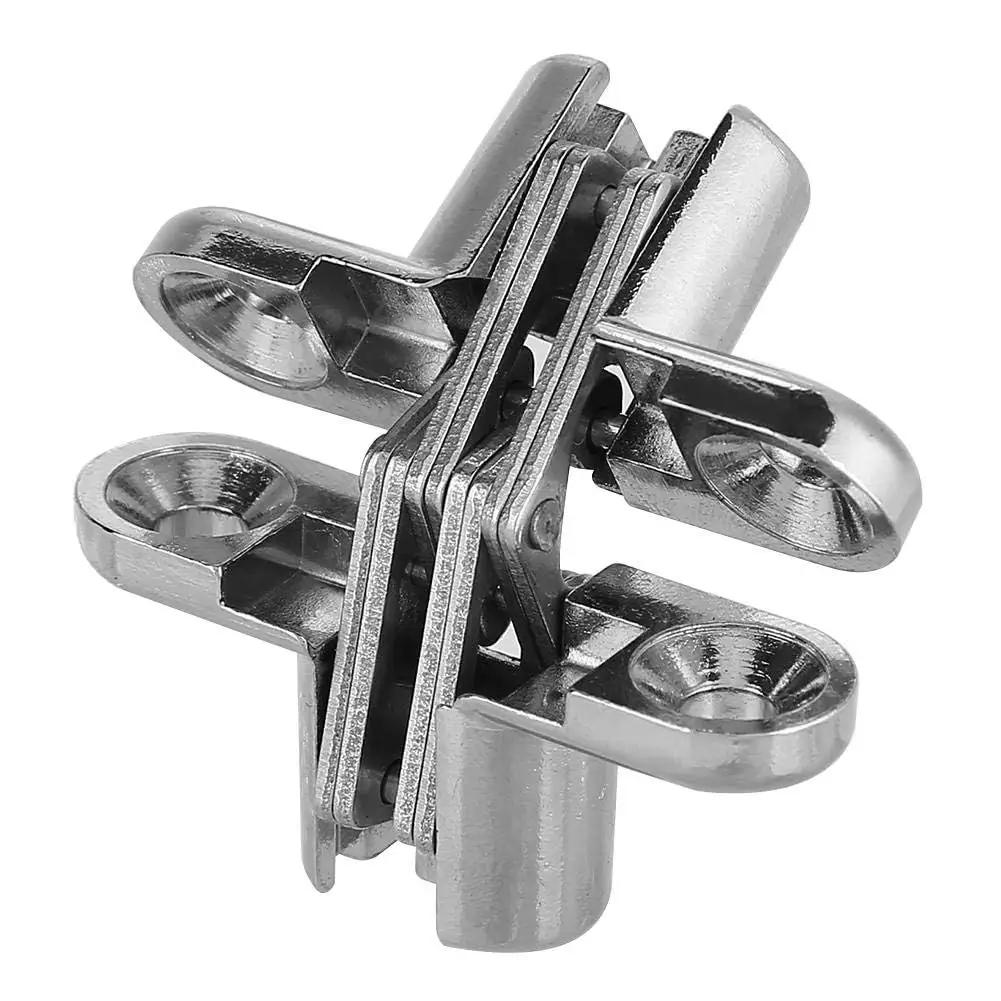 Two Pack 180 Degree Hidden Door Hinges Zinc Alloy Invisible Concealed Cross Hinge For Cabinets And Furniture Easy Installation 6 Kg Bearing XS Size Durable Abrasion Resistant Hardware Kit