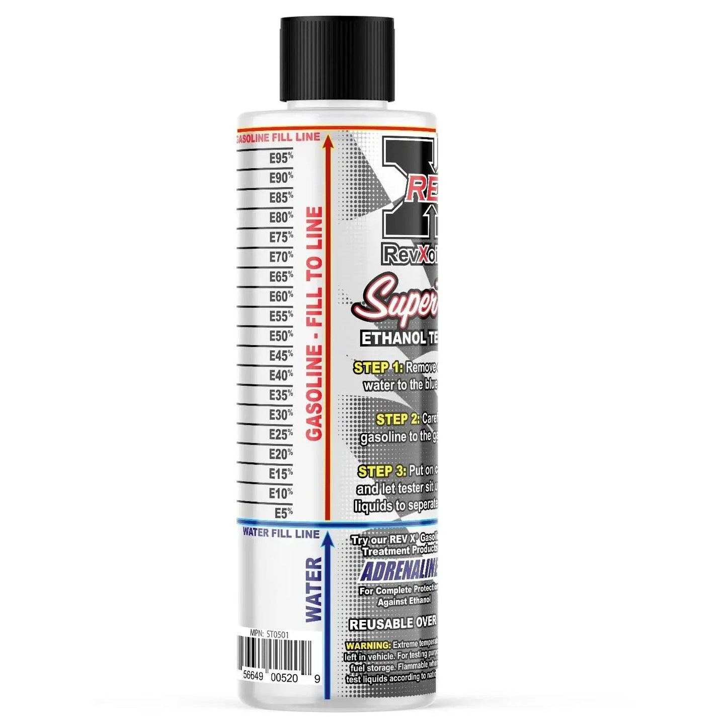Reusable Gasoline Ethanol Test Kit For Detecting E10 To E90 Ethanol Levels, bottle with measuring lines and instructions