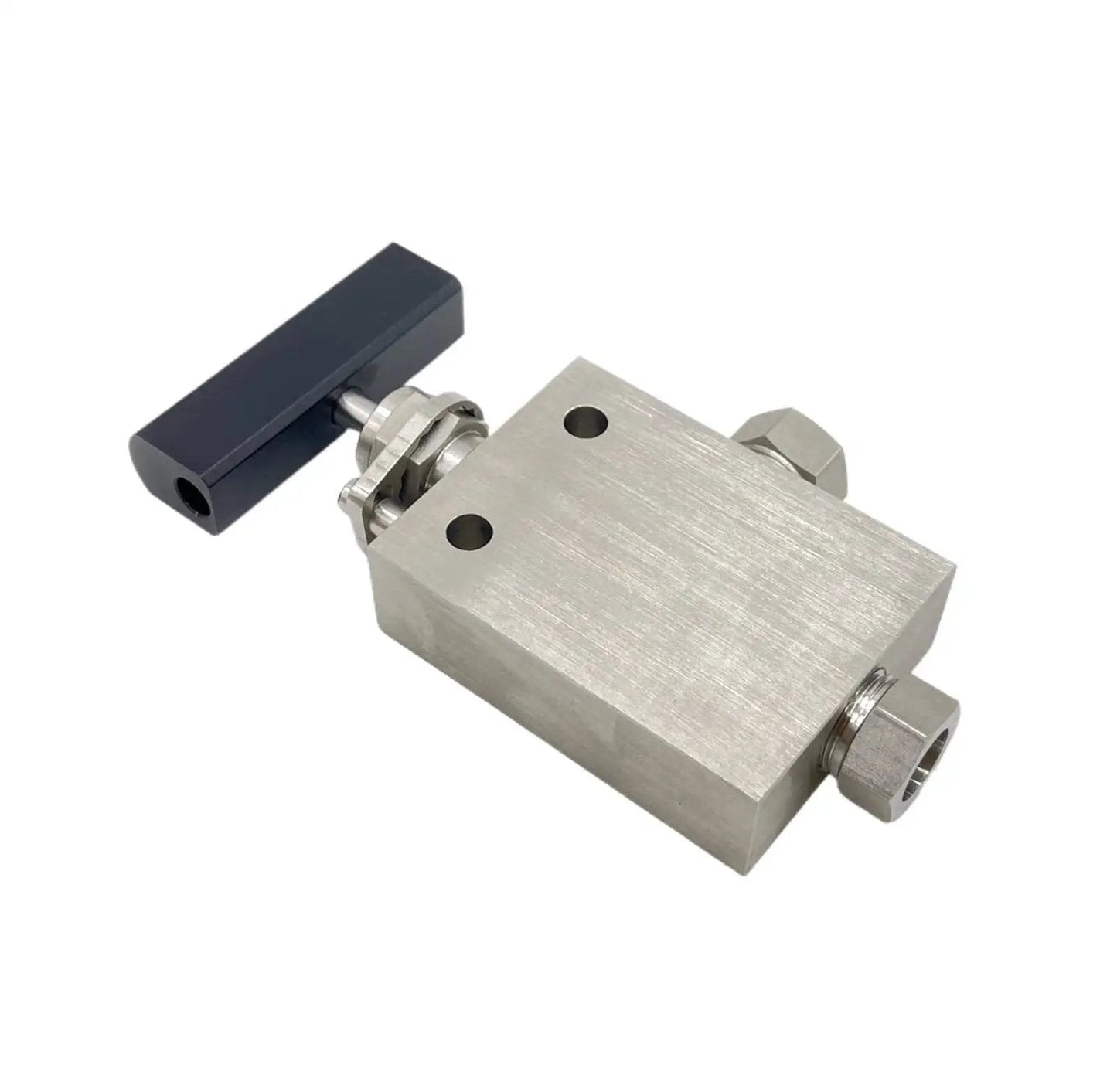 Ultra High Pressure Stainless Steel Needle Valve One Eighth Inch E NVM05 316 Grade for precision flow control, side view