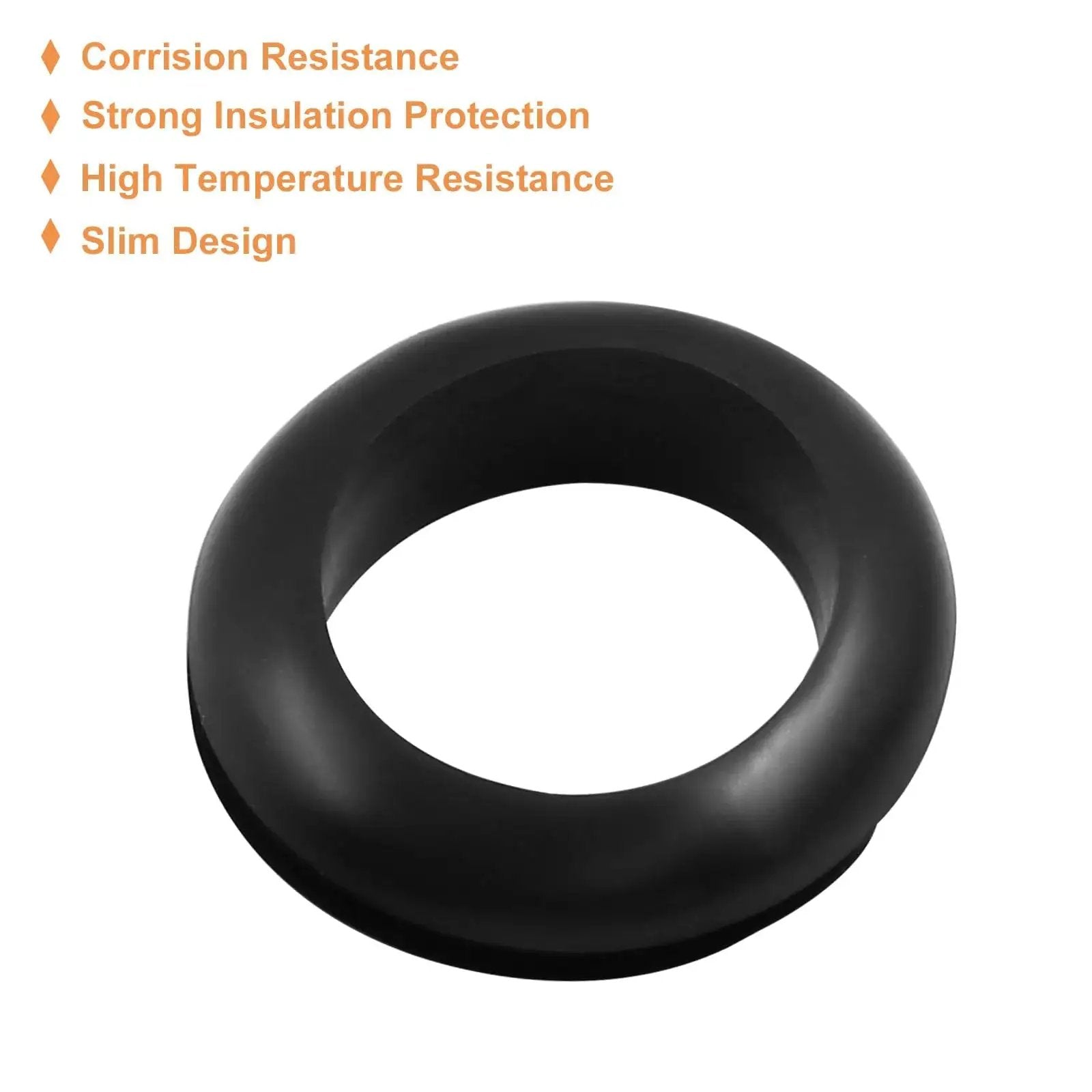 Close-up of one rubber grommet from the 12 Pcs Rubber Grommets Set With 25mm Inner Diameter 1 Inch Hole 30mm Drill Size 36mm Outer Diameter