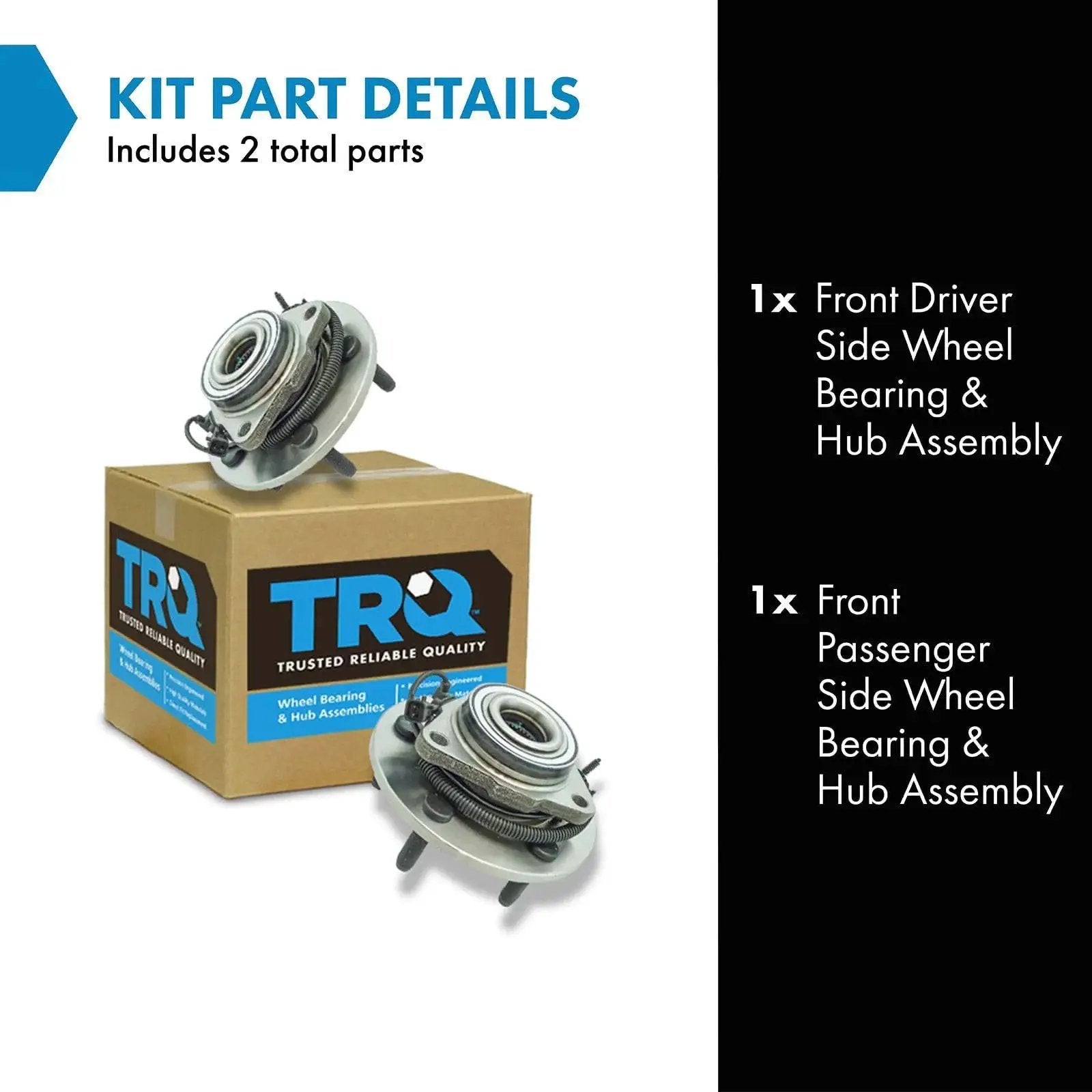 Front Left And Front Right Wheel Bearing And Hub Assembly Set For 2012 To 2018 Dodge Ram 1500 And 2019 To 2022 Ram 1500 Classic Two Piece Kit with packaging
