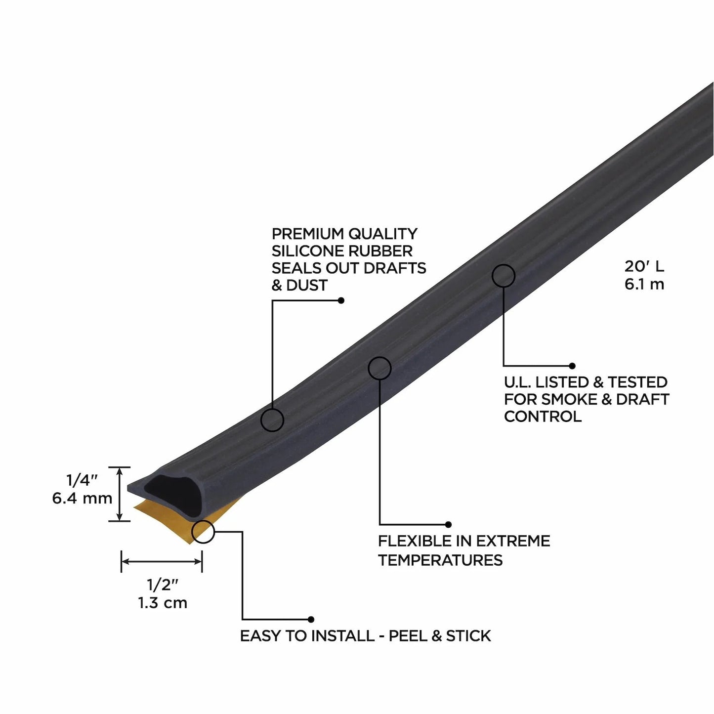 Highly Durable Silicone Rubber Gasket Seal For Doors And Windows Flexible In Extreme Temperatures Indoor And Outdoor Use No Hardware Needed 20 Ft Black Weather Stripping By M D Building Products