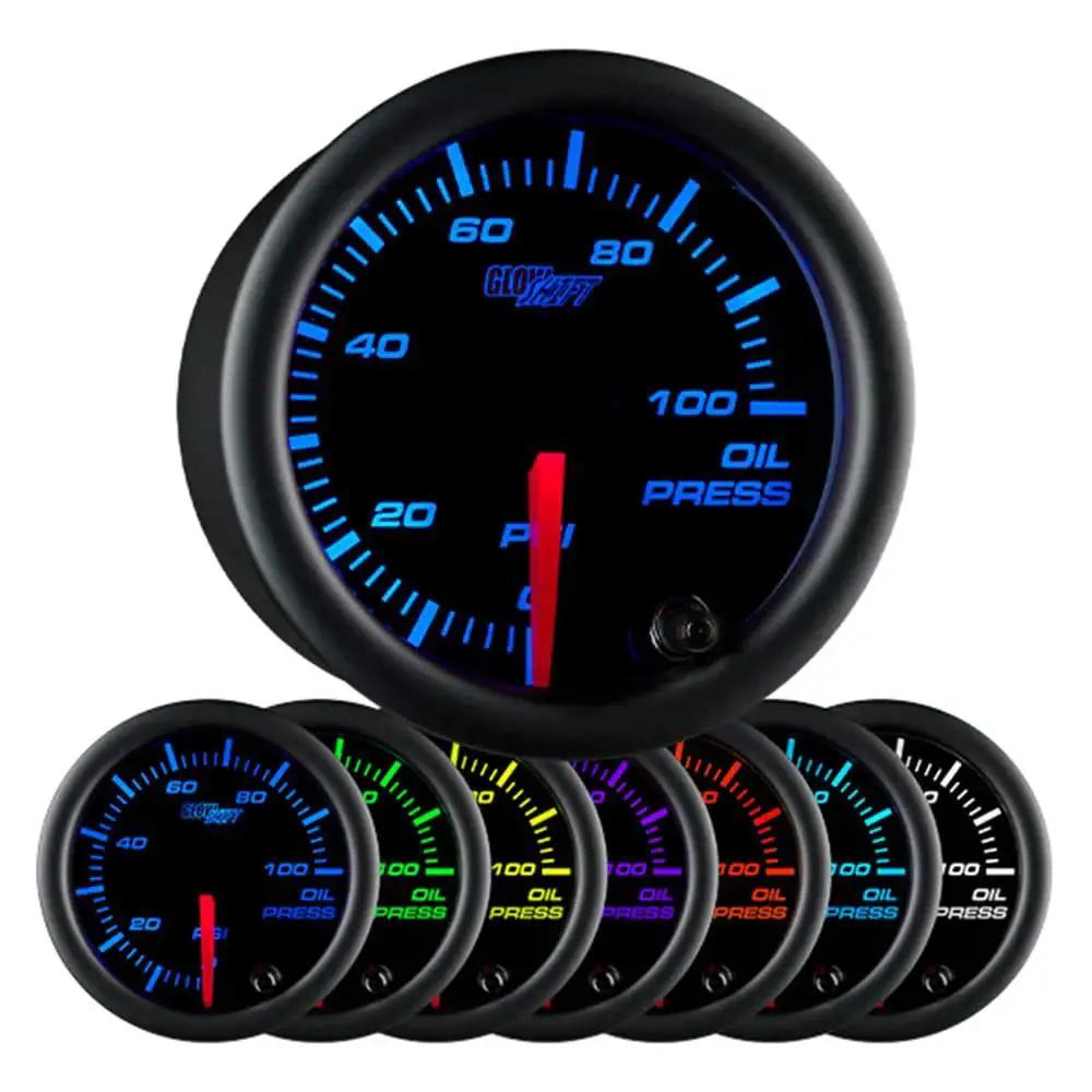 Seven Color Oil Pressure Gauge Kit For Cars And Trucks With Zero To One Hundred PSI Range, Two And One Sixteenths Inch Dial