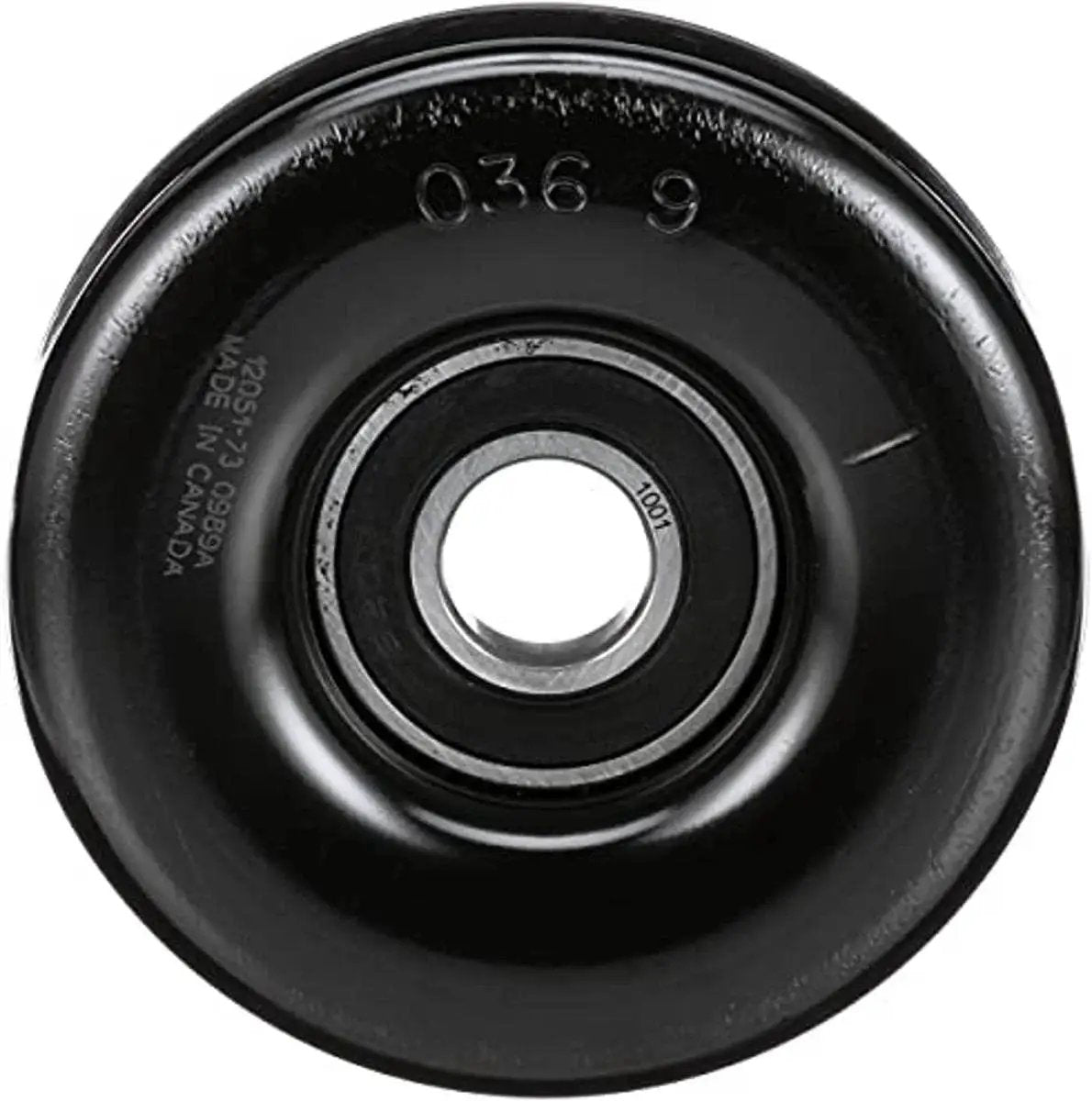 Heavy Duty Belt Drive Idler And Tensioner Pulley For Cars And Trucks With Steel And Thermoplastic Construction, black front view