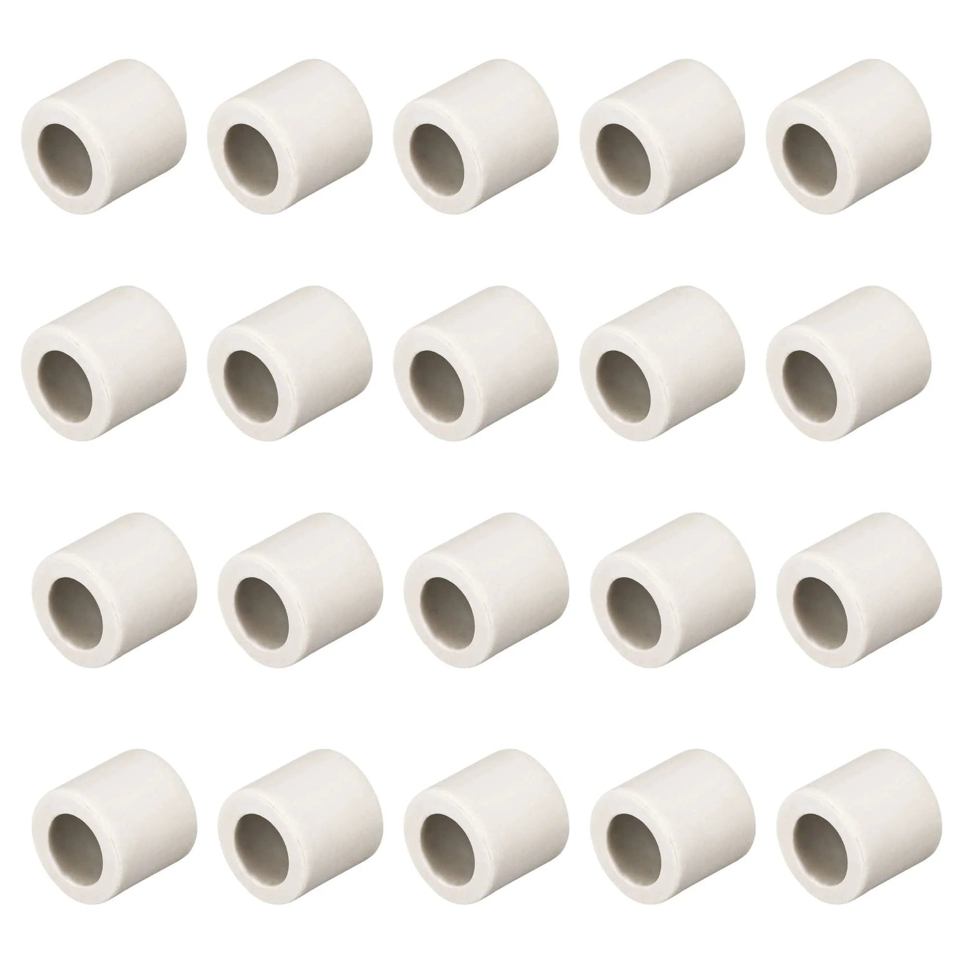 High Temp Ceramic Tube Insulated Wire Bundle 20Pc Set, 8Mm Bore, 12Mm Length, 13Mm Outer Diameter, Heat Shield For Electronics Up To 1600C 2912F