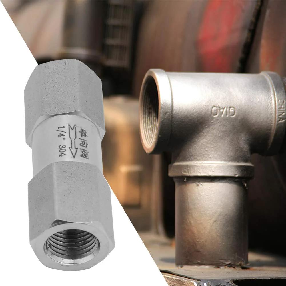 Stainless Steel Air Check Valve One Way Valve For High Temperature And High Pressure With Female Thread Hex Connection One Quarter Inch Advanced Rugged Industrial Grade Durable Sealing For Harsh Environments Oumefar
