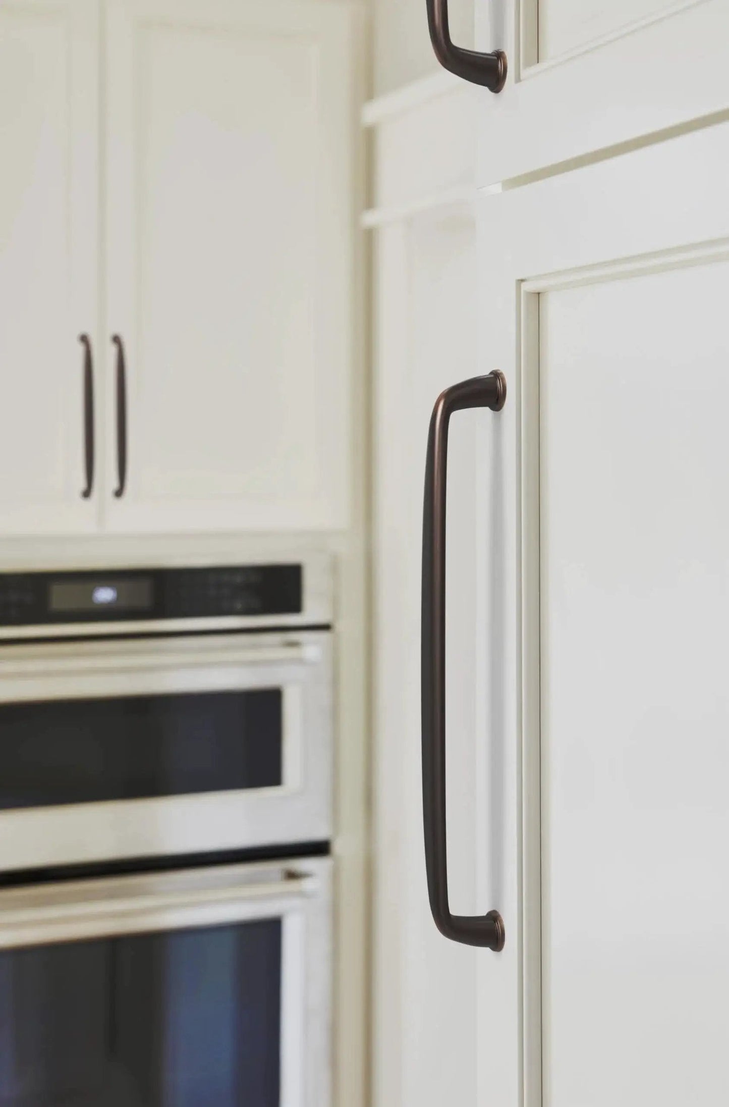 Oil Rubbed Bronze Cabinet Pull In Transitional Style Center To Center 8.8125 Inch Overall Length 9.5 Inches on kitchen cabinet
