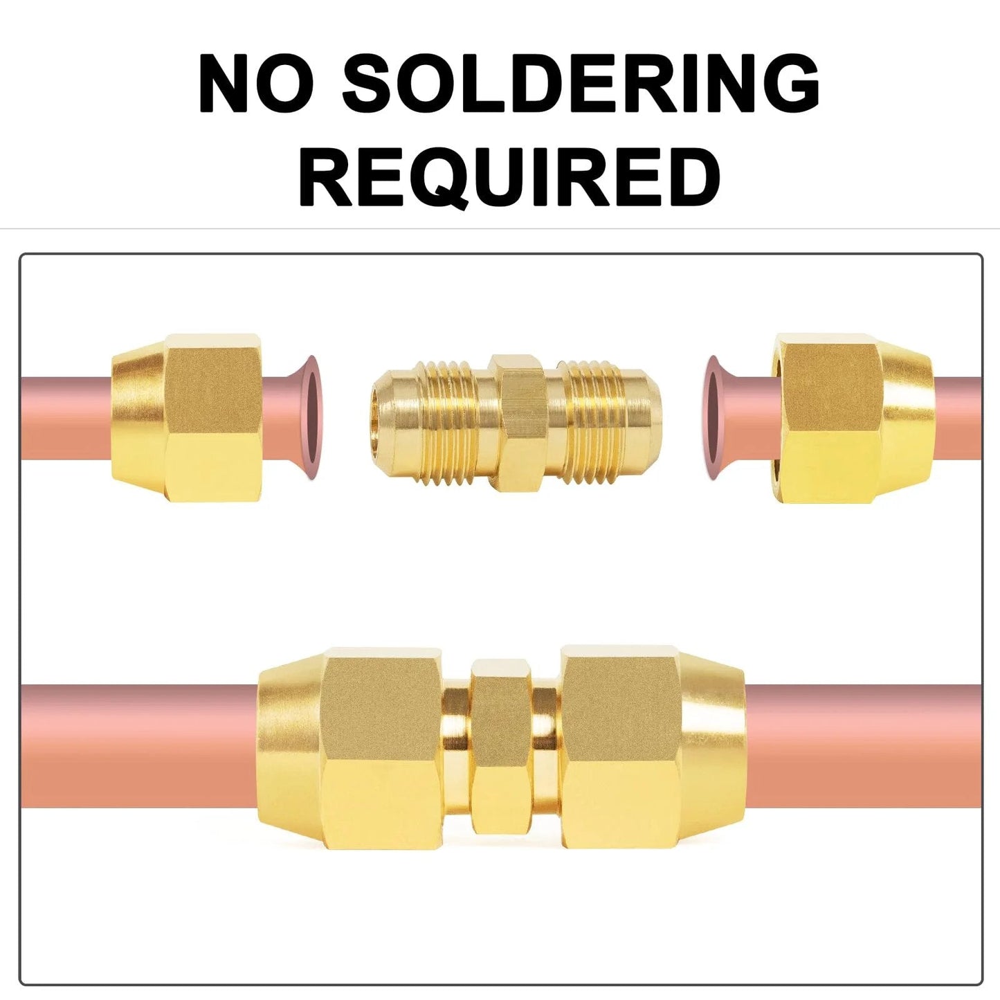 Brass Flare Tube Fittings One Quarter Inch Male Flare to One Quarter Inch Male Flare Union Gas Adapter Pipe Connector