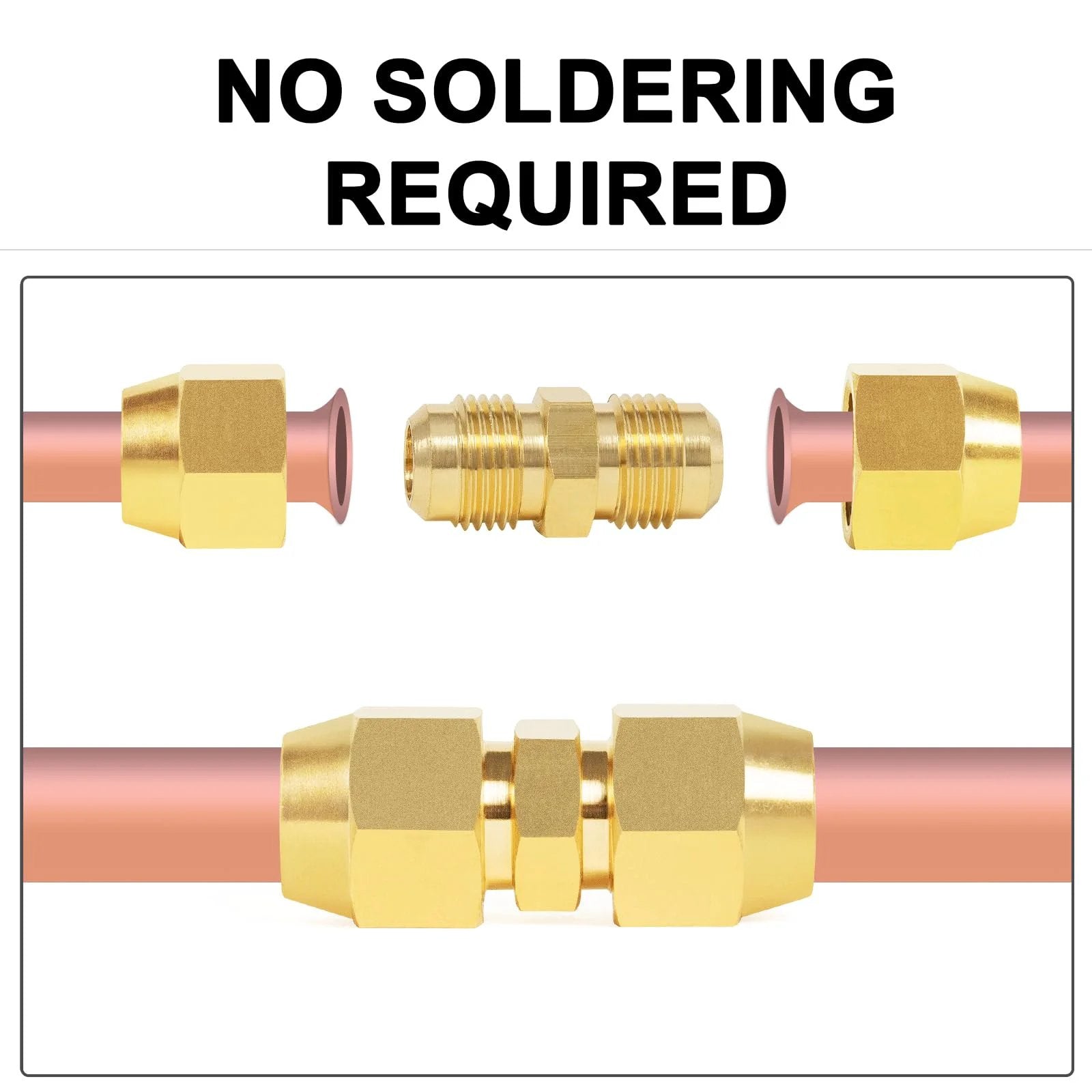 Brass Flare Tube Fittings One Quarter Inch Male Flare to One Quarter Inch Male Flare Union Gas Adapter Pipe Connector