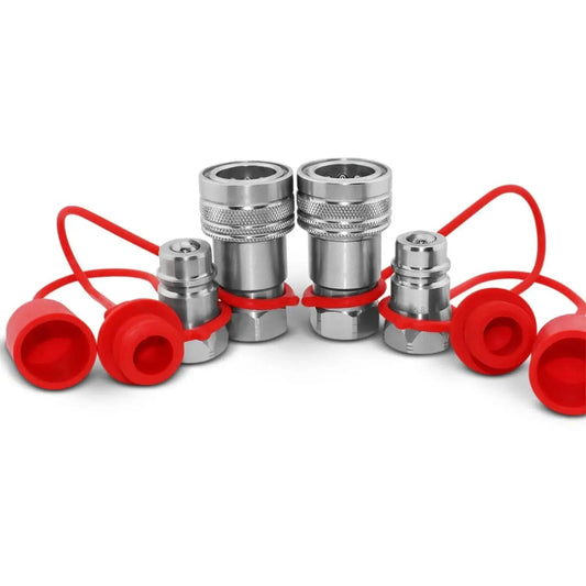 ISO 5675 1/2 Inch Ag Hydraulic Quick Connect Tractor Couplers Ball Valve Pioneer Style With Dust Caps 2 Sets