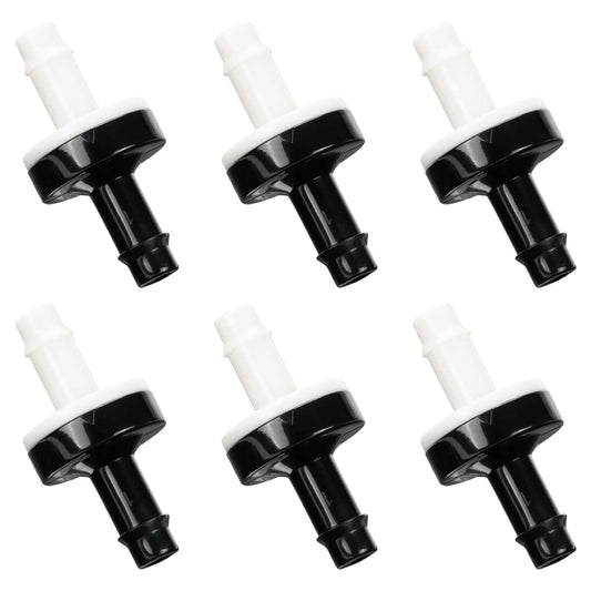 1/4 Inch (6mm) One Way Inline Check Valve Plug In Barb Non Return Valve For Water And Air Systems ABS Plastic Durable DIY Friendly Easy Opening At 0.5kPa Stops Backflow Up To 300kPa Six Pack