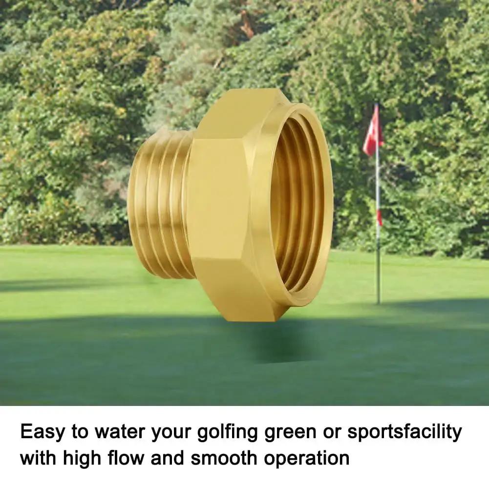 Heavy Duty Brass Garden Hose Adapter 1 Inch NPSH Female To Three Fourths Inch GHT Male Connector in outdoor setting