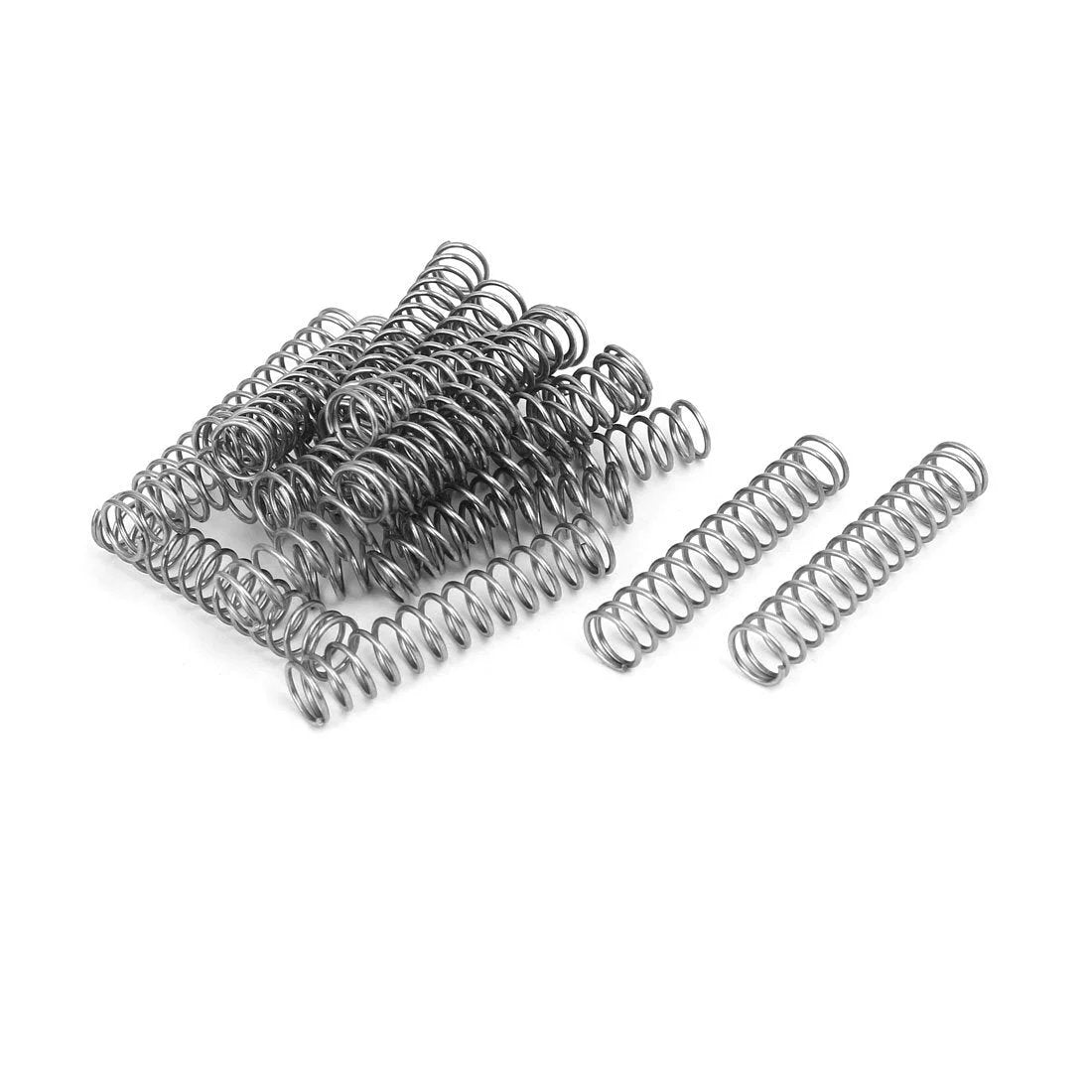 304 Stainless Steel Compression Spring Set 10mm Outer Diameter, 1mm Wire, 50mm Free Length, Silver Tone, Heavy Duty DIY And Electronics Springs Pack Of 20