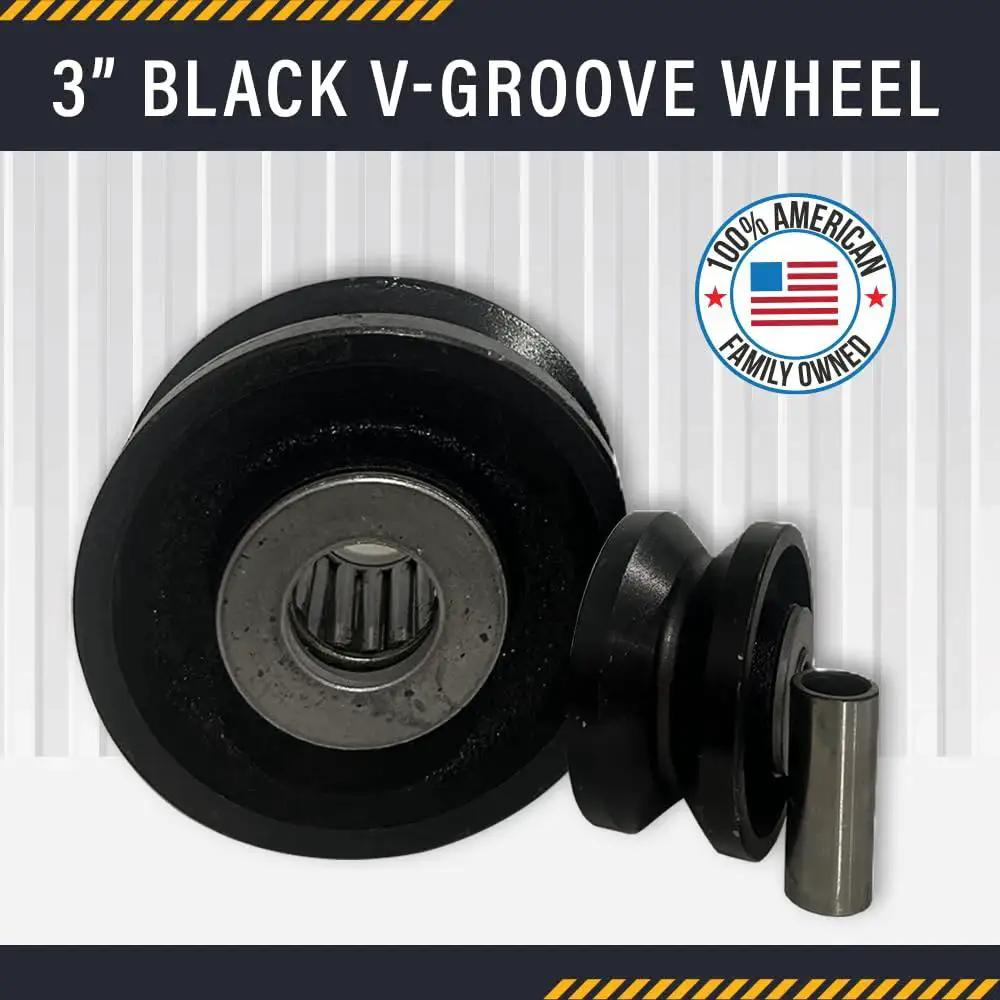 Image of Workhorse V Groove Caster Wheel Set 3 Inch Diameter By 1.5 Inch Wide Iron Steel Seven Eighth Inch Bearing 375 Lb Each 1500 Lb Total