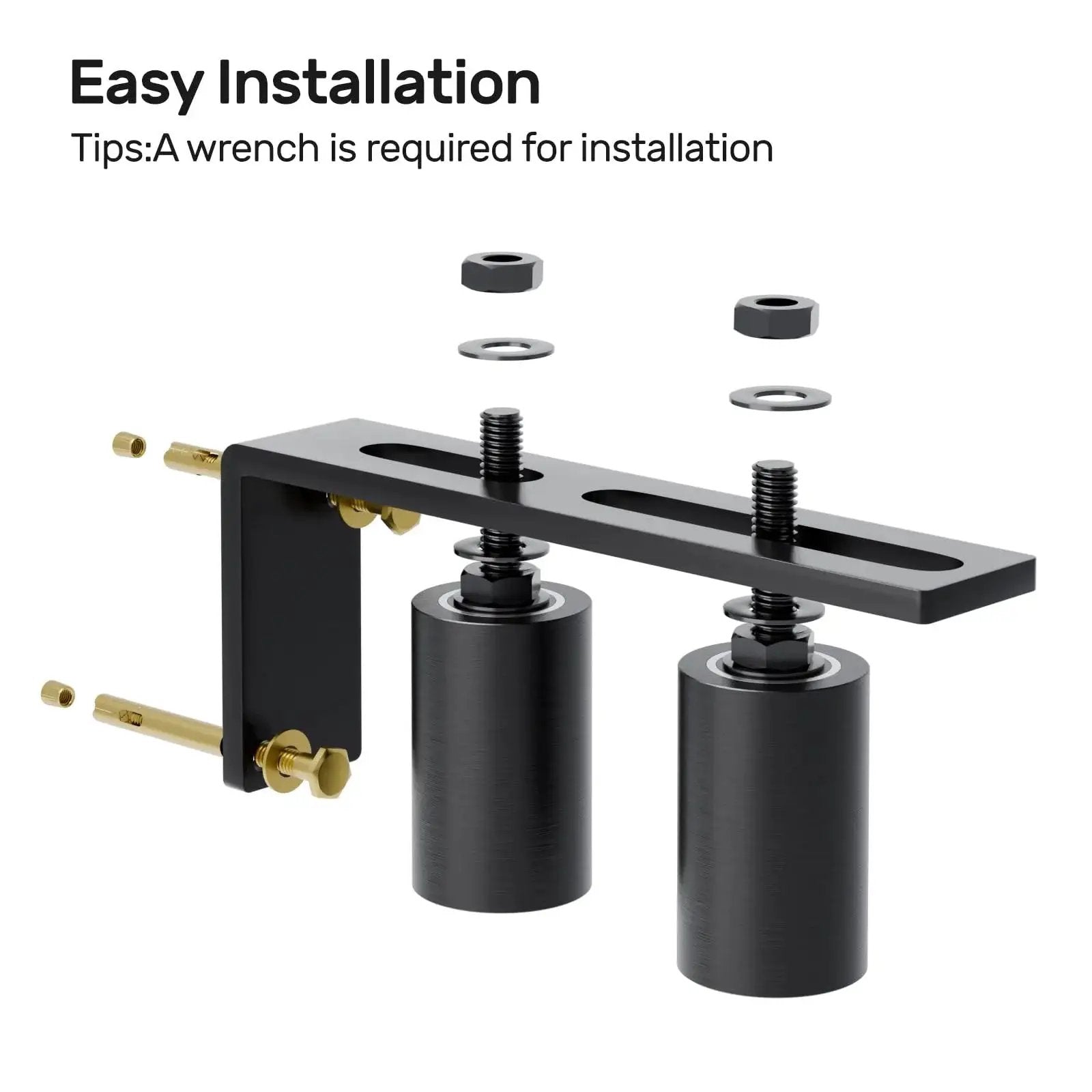 Heavy Duty Slide Gate Guide Roller 3 Inch With L Shaped Rear Post Bracket Iron Gate Guide Wheel Pulley And Adjustable Bolts Universal Gate Support Assembly For Sliding Rolling Gates.