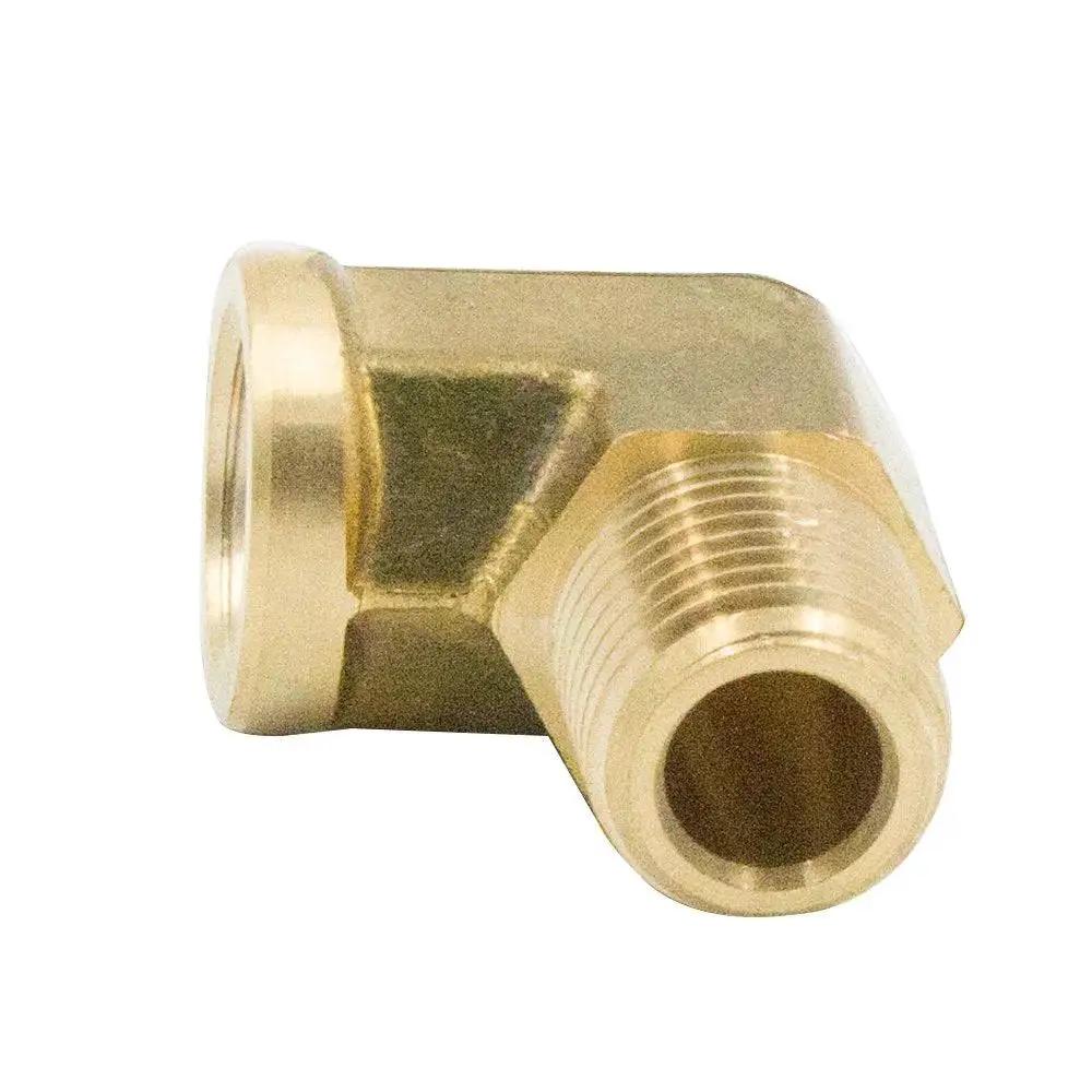 One Eighth Inch Brass Street 90 Degree Elbow NPT Male To NPT Female Forged Pipe Fitting for Home Plumbing DIYs, Side View