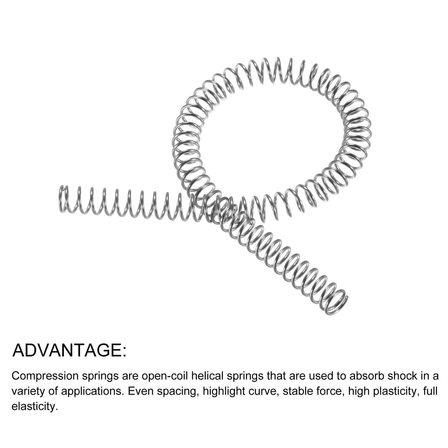 Heavy Duty Stainless Steel Extension Spring 304 SS, 10mm Outer Diameter, 1mm Wire, 305mm Free Length for Shop and Home Repairs