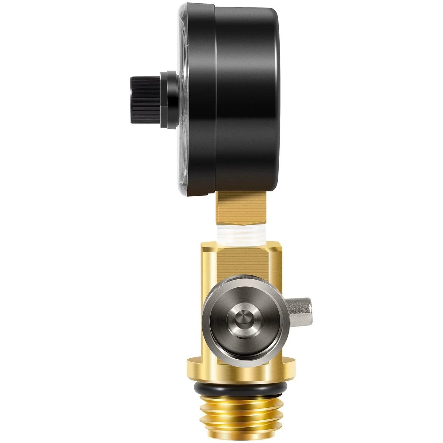 Side view of Brass Air Relief Valve With Pressure Gauge For Pool Filters Replacement Parts No Fuss Compatibility With FNS FNS Plus Clean And Clear Quad