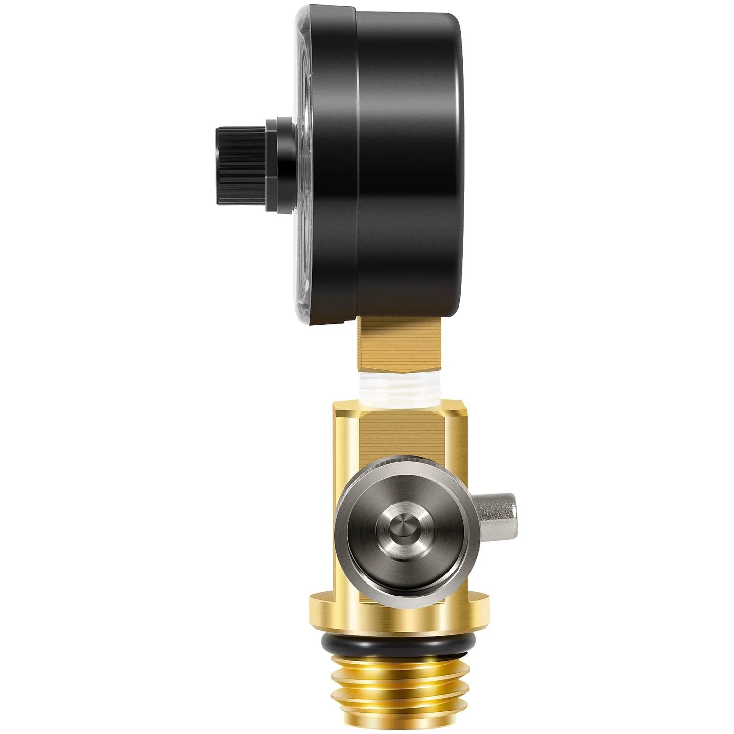 Side view of Brass Air Relief Valve With Pressure Gauge For Pool Filters Replacement Parts No Fuss Compatibility With FNS FNS Plus Clean And Clear Quad