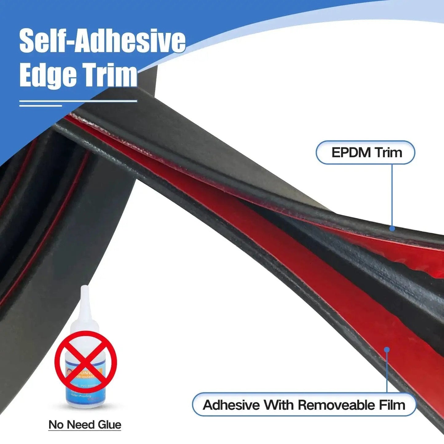 Self Adhesive U Channel Edge Trim Made From EPDM Rubber For Durable Edge Protection On Sheet Metal Fits One Sixteenth Inch 1.6