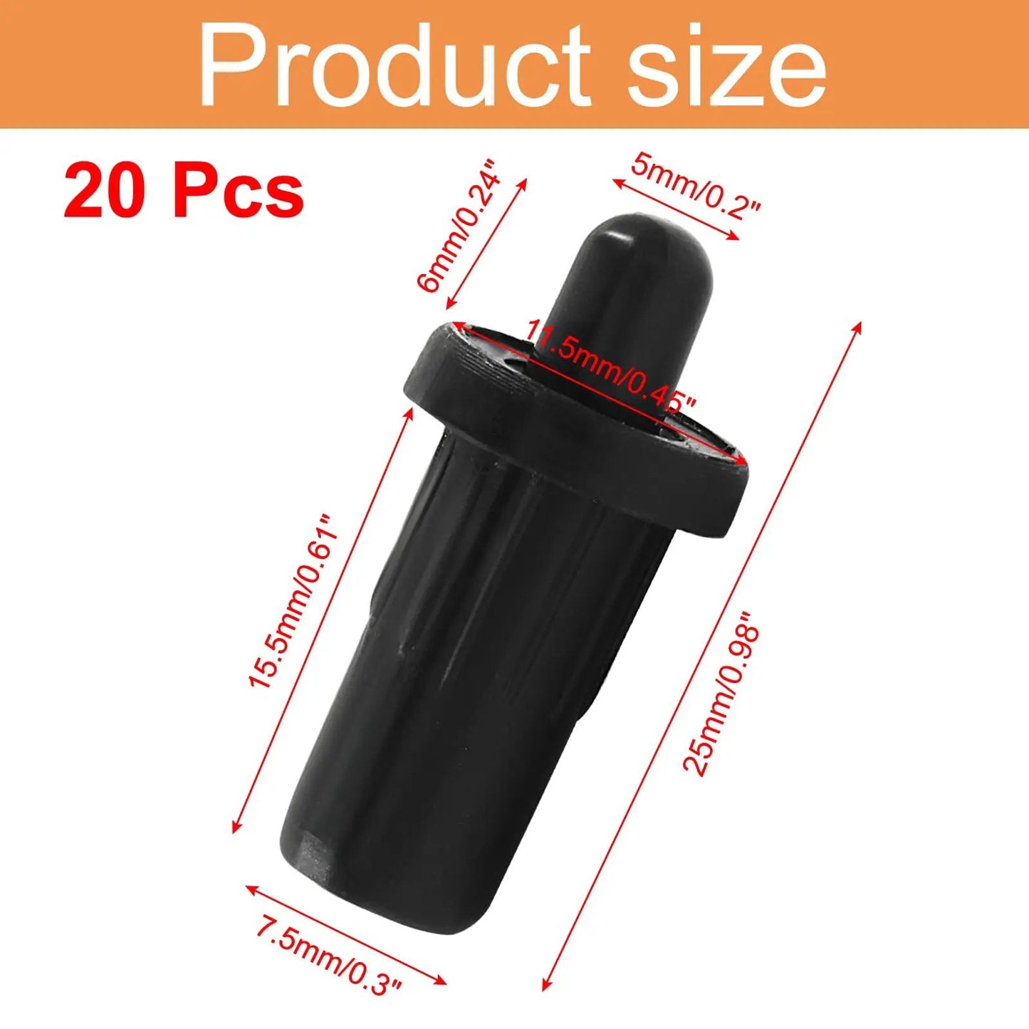 20 Pcs Cabinet Door Dampers Pin Plunger Replacement Kit For Window Shutters Black Easy Install Buffer Pins For Smooth Quiet