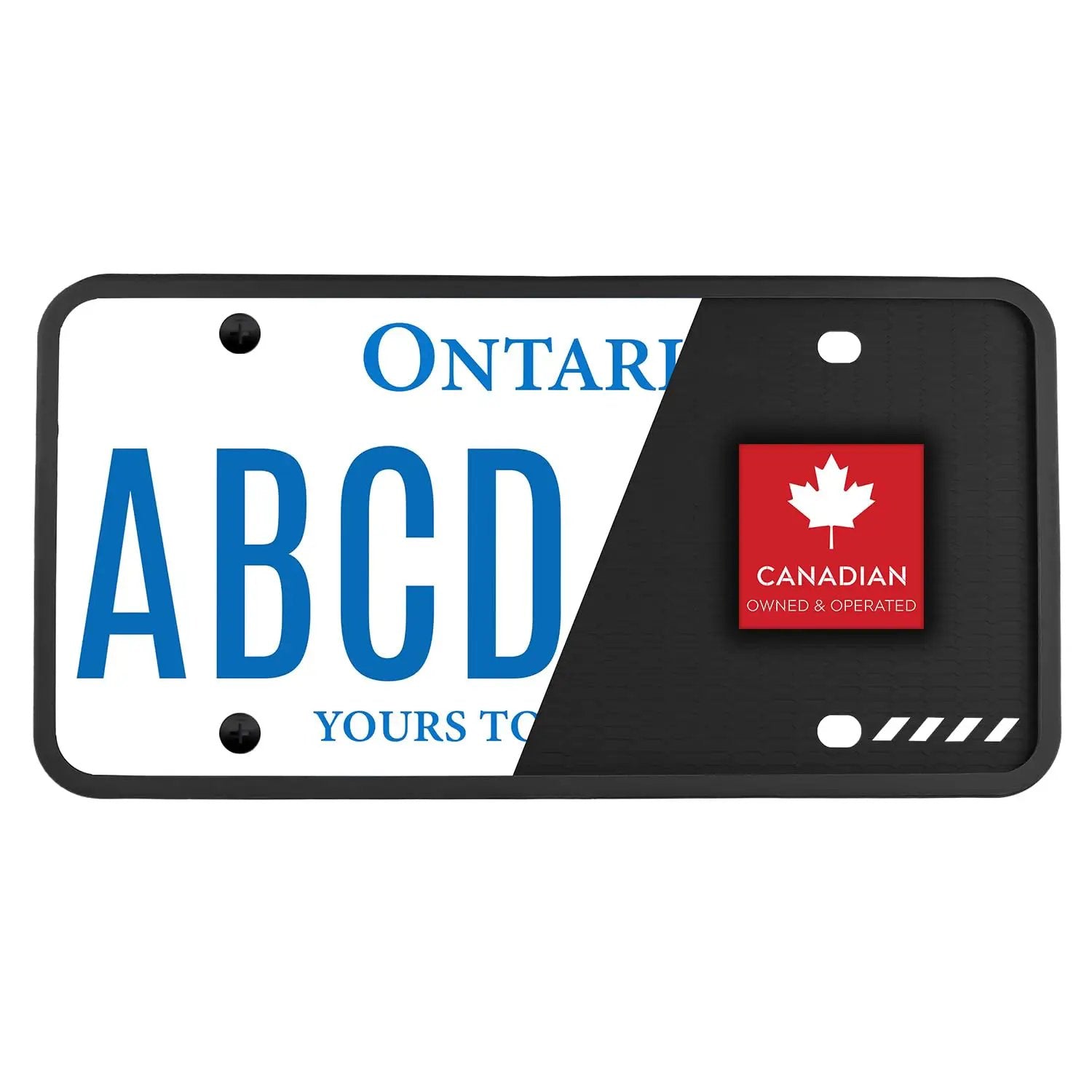 Silicone License Plate Frame Durable For Front And Rear Universal No Obstruction Anti Rattle Anti Scratch Must Have Weatherproof Rust Proof Street Legal Car Accessory installed on Ontario license plate