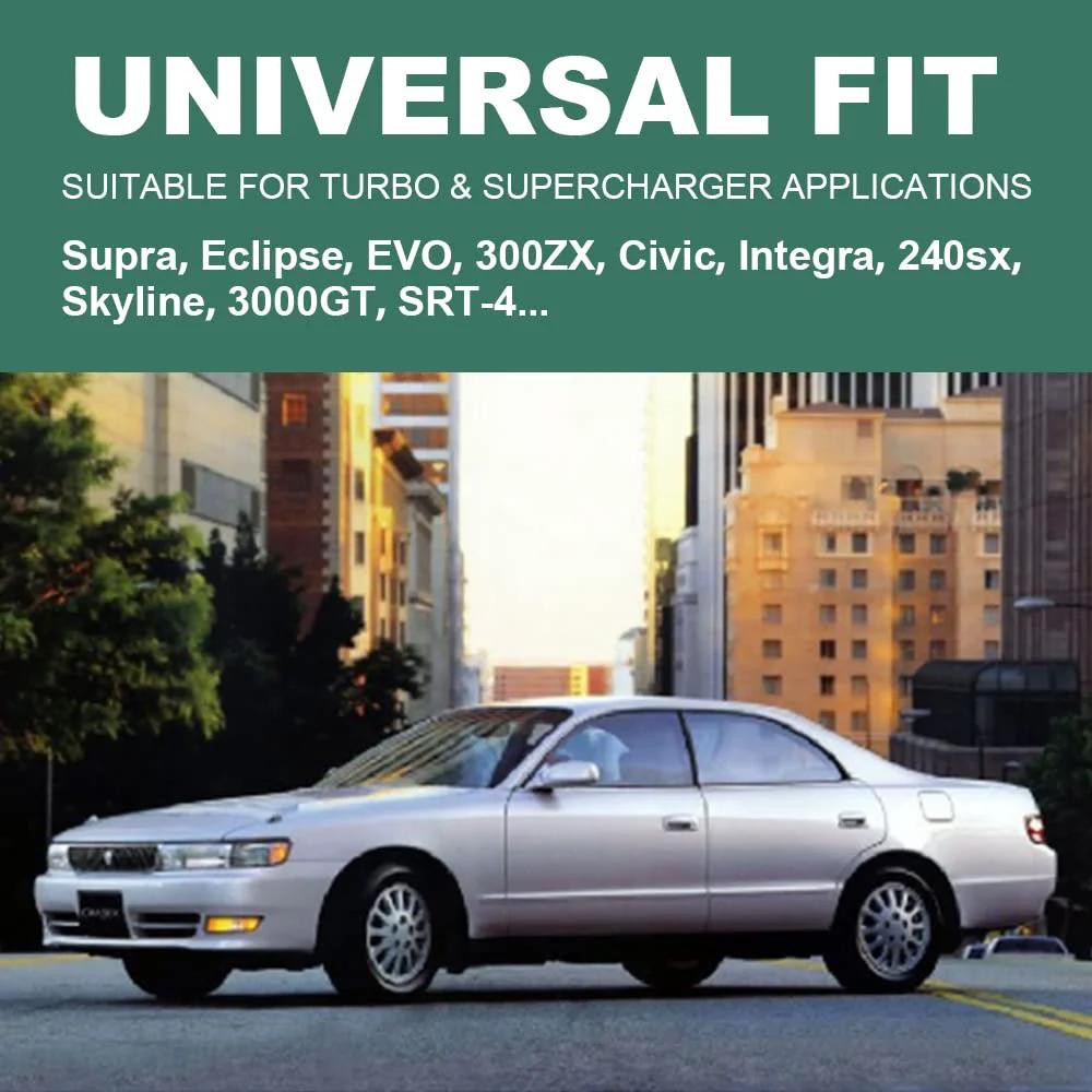 Universal fit sedan parked in urban setting suitable for turbo and supercharger applications for various car models.