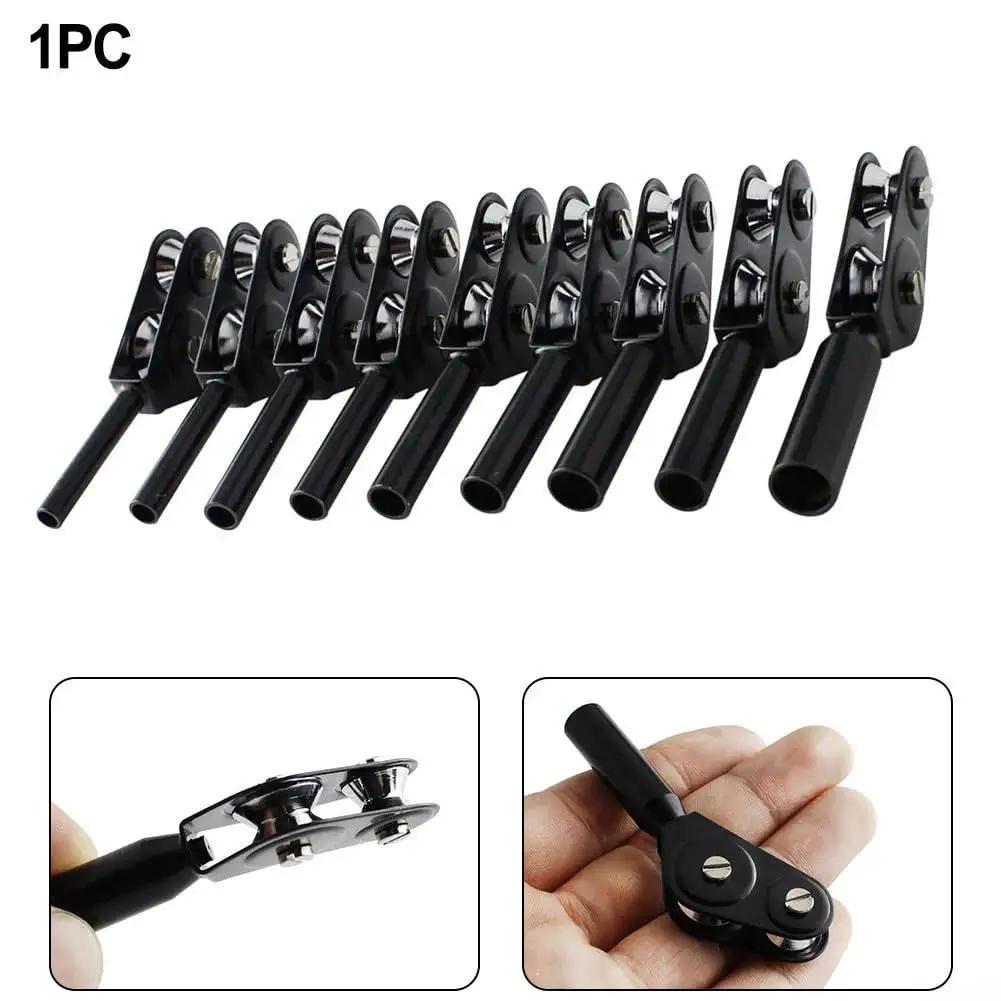 Stainless Steel Rod Tip Roller With Detachable Pulley For Saltwater Rods 8mm, close-up of black rollers and hand-held view
