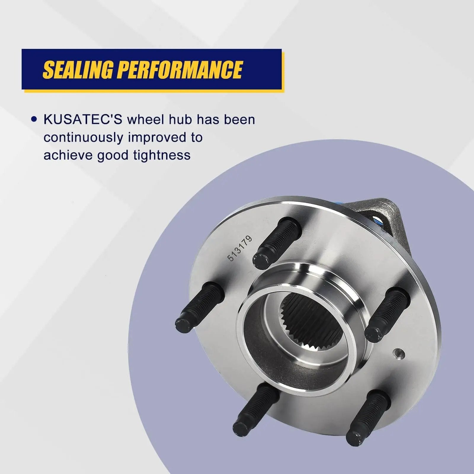 Wheel Hub and Bearing Assembly 513179 for 2001-2016 Buick Cadillac Chevy Pontiac Saturn, showcasing sealing performance