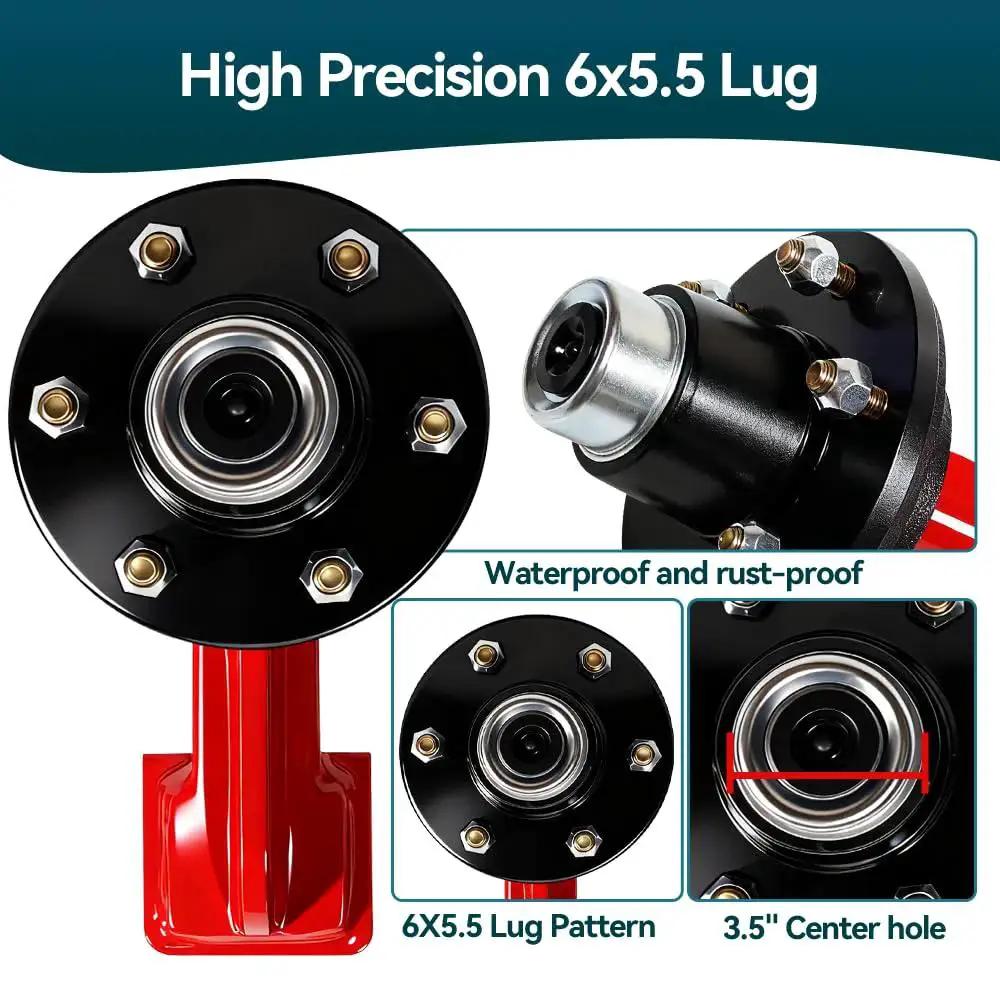 Two Pack Heavy Duty Shipping Container Wheels Kit With 6 Lug Axle, High Weight Capacity Up To 8,800 Pounds Per Wheel For Moving 20 Foot And 40 Foot Containers, Includes Ratchet Tie Downs For Safe Handling