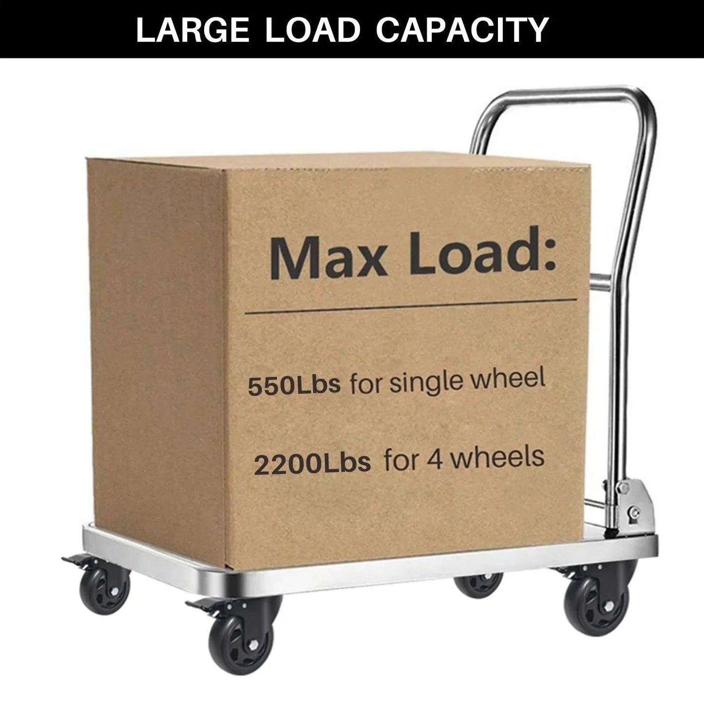5 Inch Swivel Caster Wheels Set Of 4 Heavy Duty Casters With Brakes supporting 2200 lbs on cart