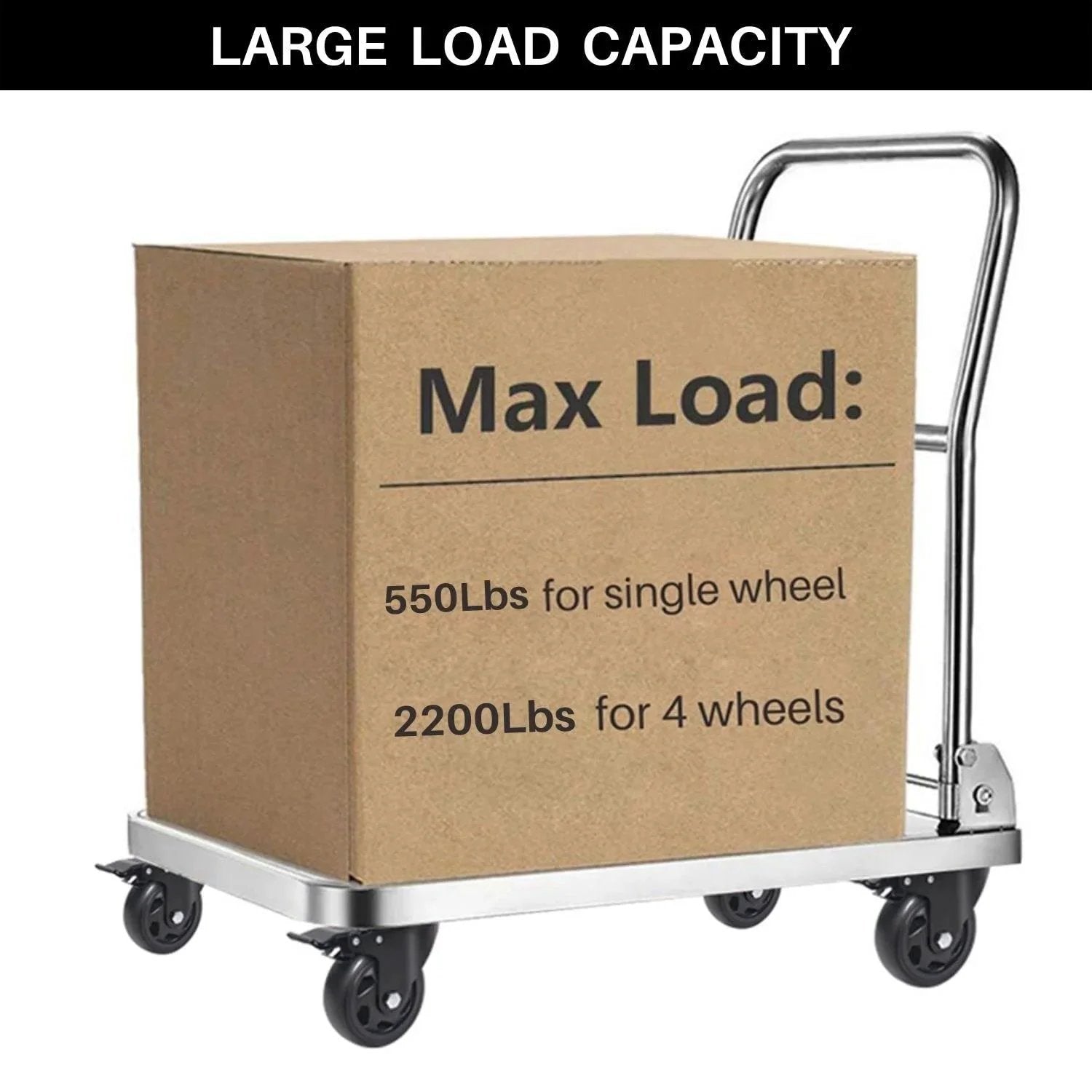 5 Inch Swivel Caster Wheels Set Of 4 Heavy Duty Casters With Brakes supporting 2200 lbs on cart