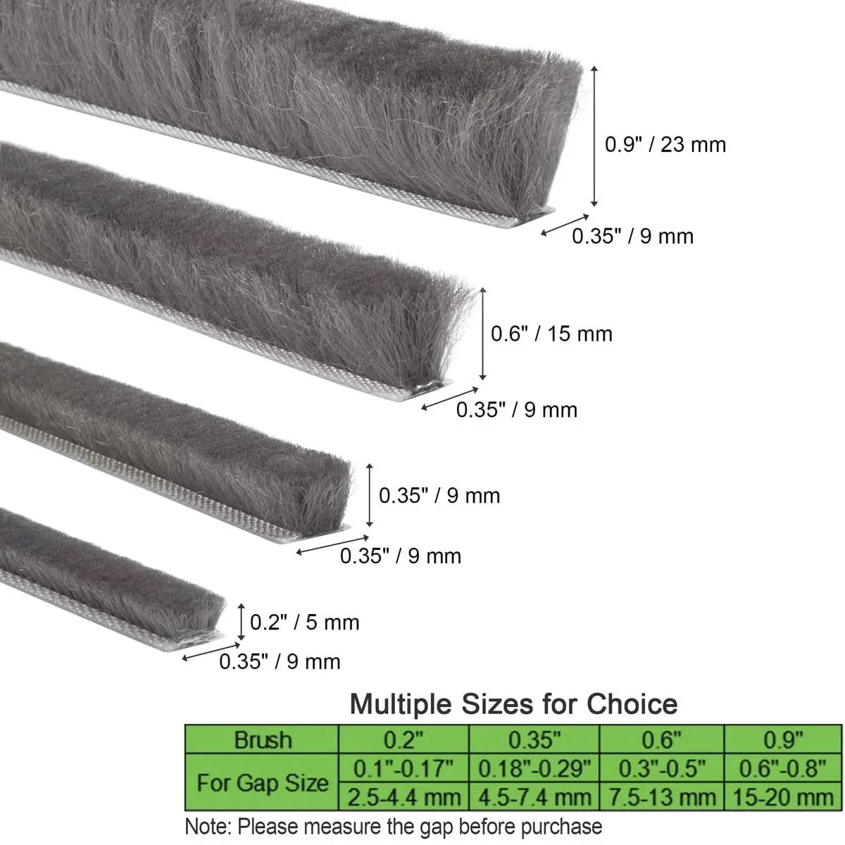 Self-Adhesive Weather Stripping Seal For Doors And Windows That Blocks Drafts, Improves Insulation, 0.2 in x 0.35 in x 16.5 ft, gray