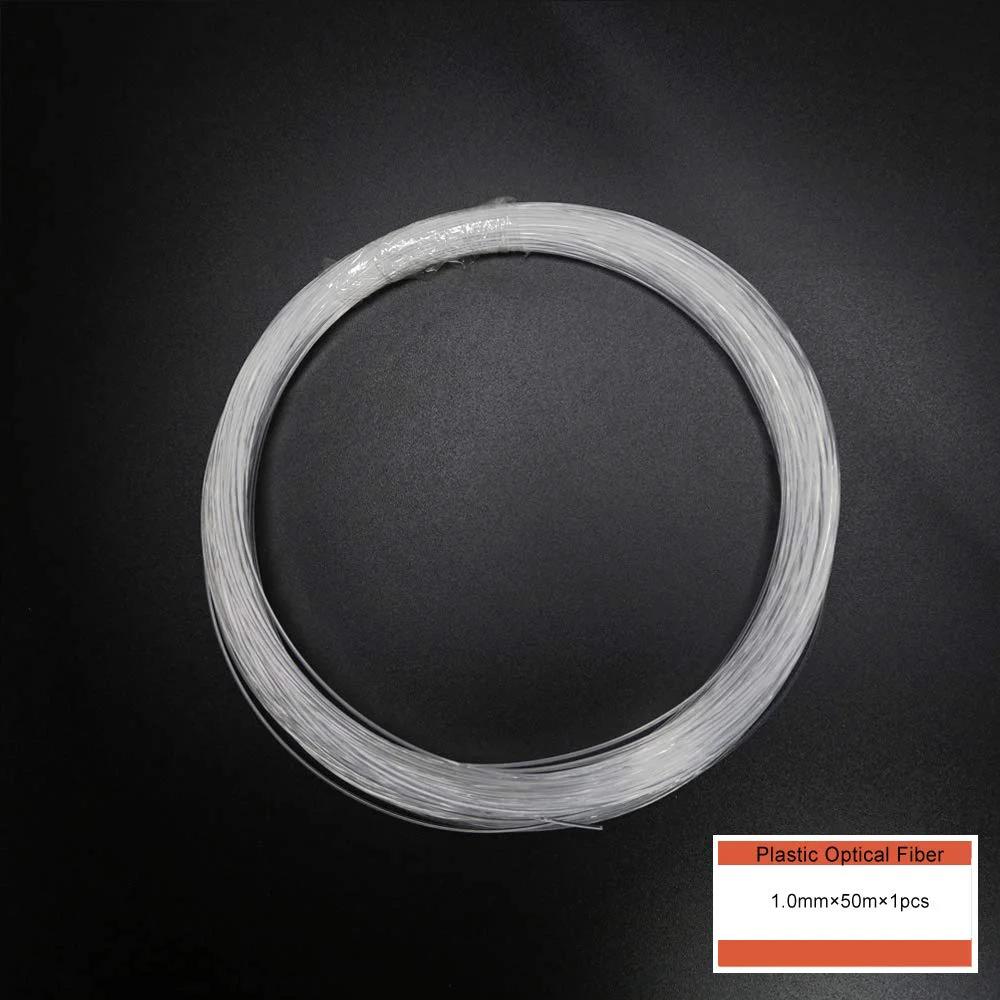 End Glow PMMA Fiber Optic Cable 1mm Diameter 50m Roll For Starry Sky Ceiling LED Lighting Dope Flexible Transparent Fiber You Can Cut To Fit Excellent For Light Engine And Driver Source.
