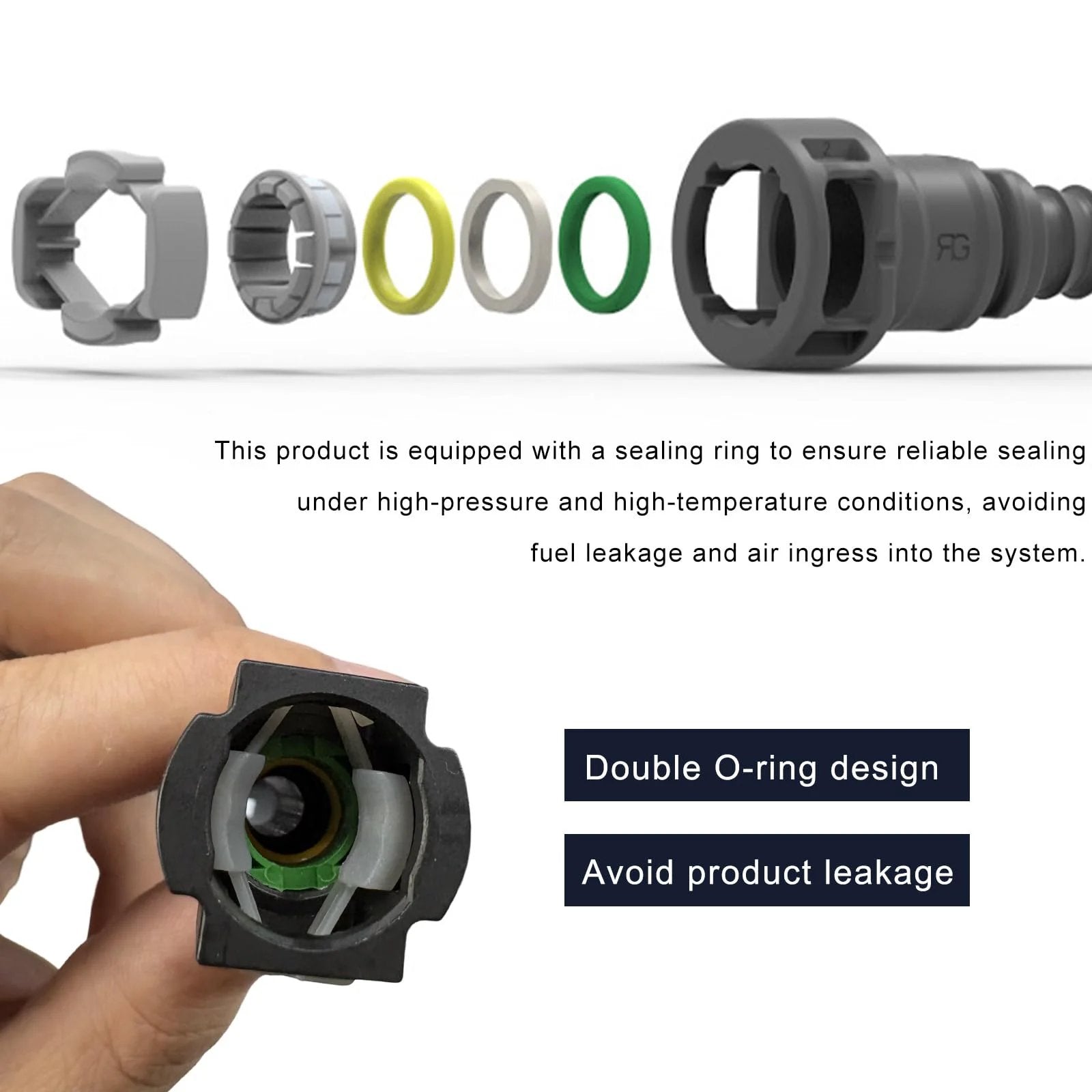 Two Pack Fuel Line Quick Connectors Three Eighths SAE To Five Sixteenths ID Nylon Tubing Straight Fittings with O-rings