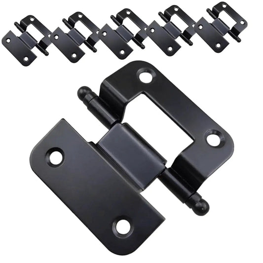 Heavy Duty Cabinet Door Hinges 6 Pack for Home Repair Iron Construction with high load bearing, shown from top view.