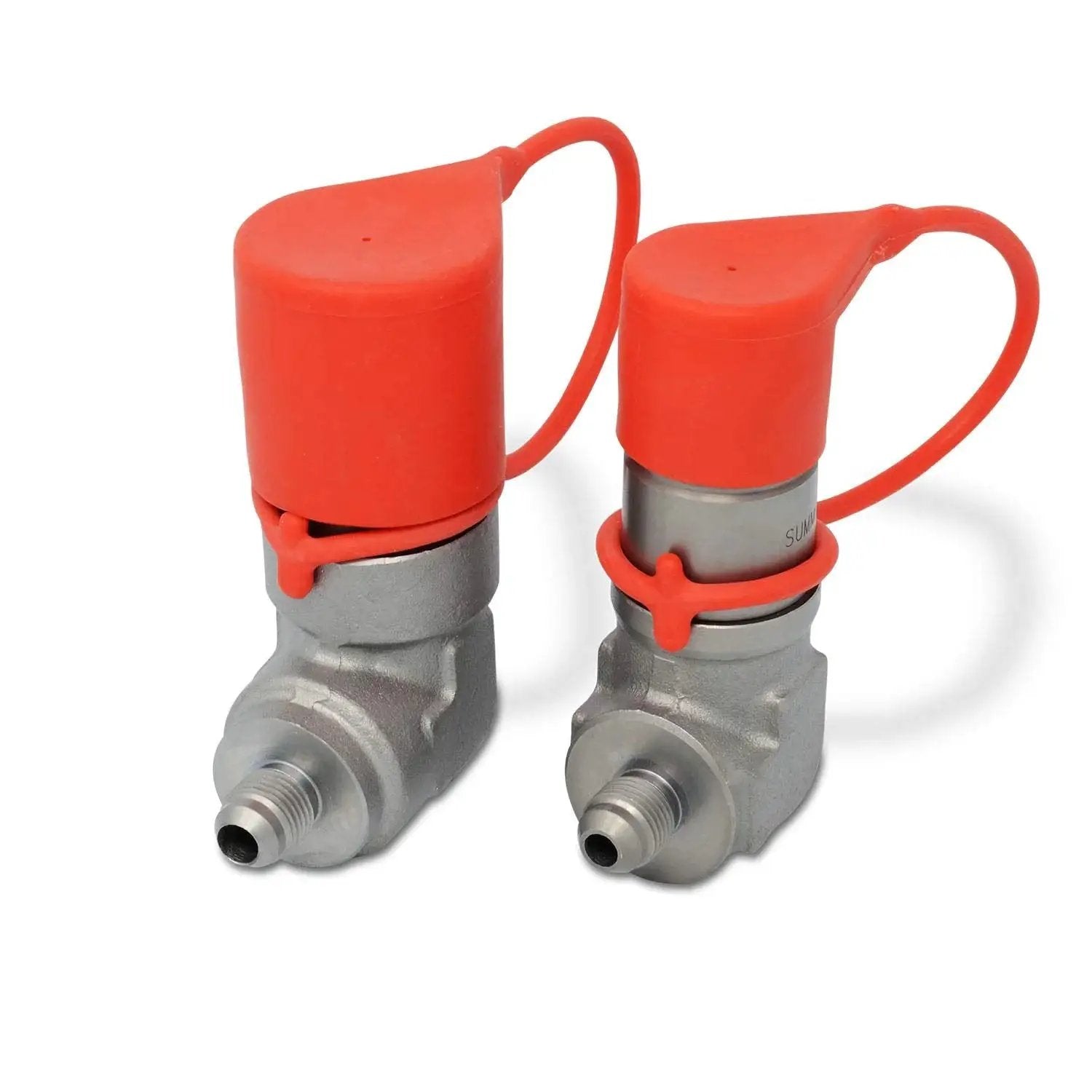 90 Degree Flat Face Skid Steer Hydraulic Quick Connect Coupler Set For 12 GPM Systems With ISO Body Size One Half Port Thread Male Three Eighths JIC
