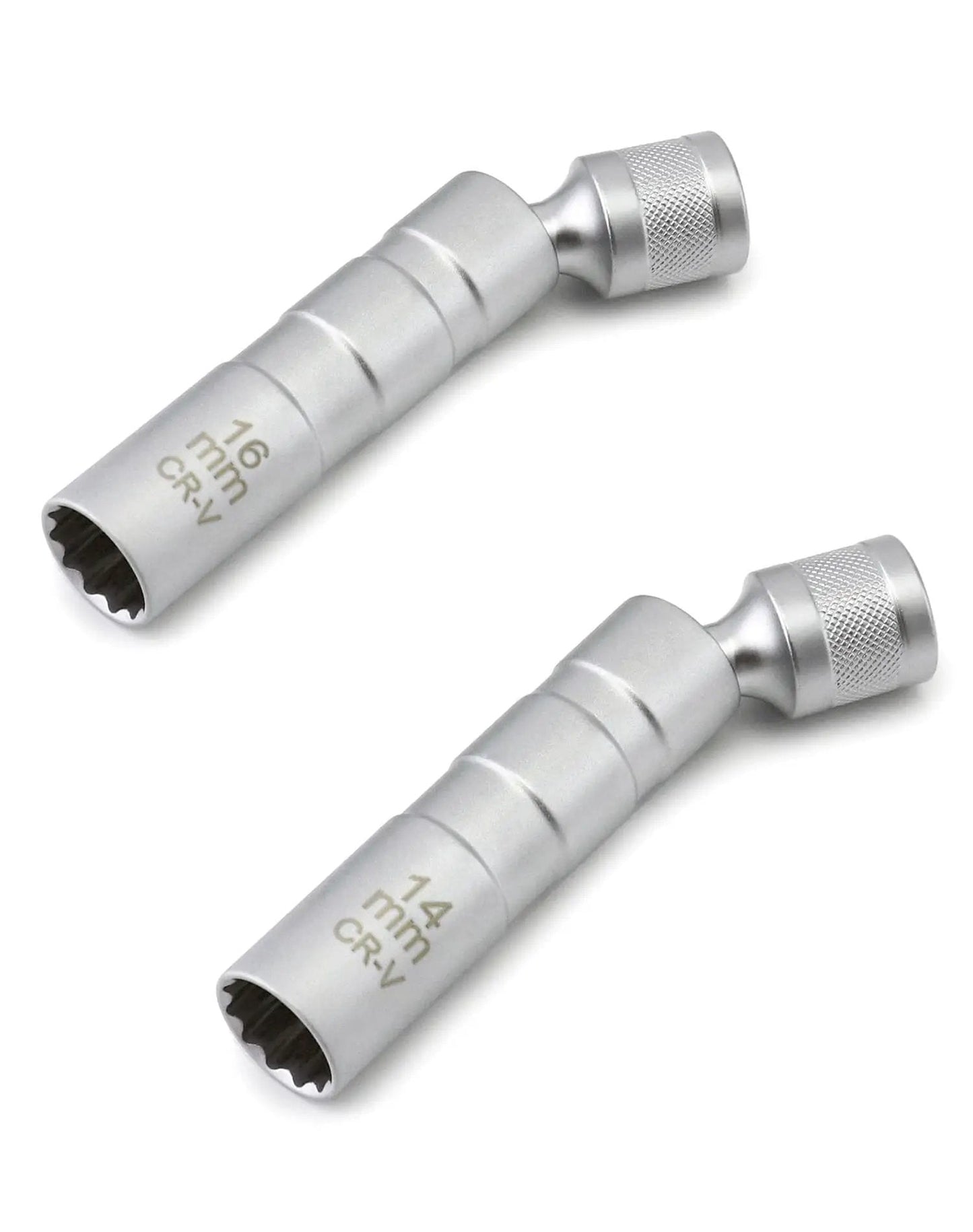 Magnetic Swivel Spark Plug Socket 14mm And 16mm Go To Thin Wall Three Eighths Inch Drive 12 Point Chrome Vanadium Steel set
