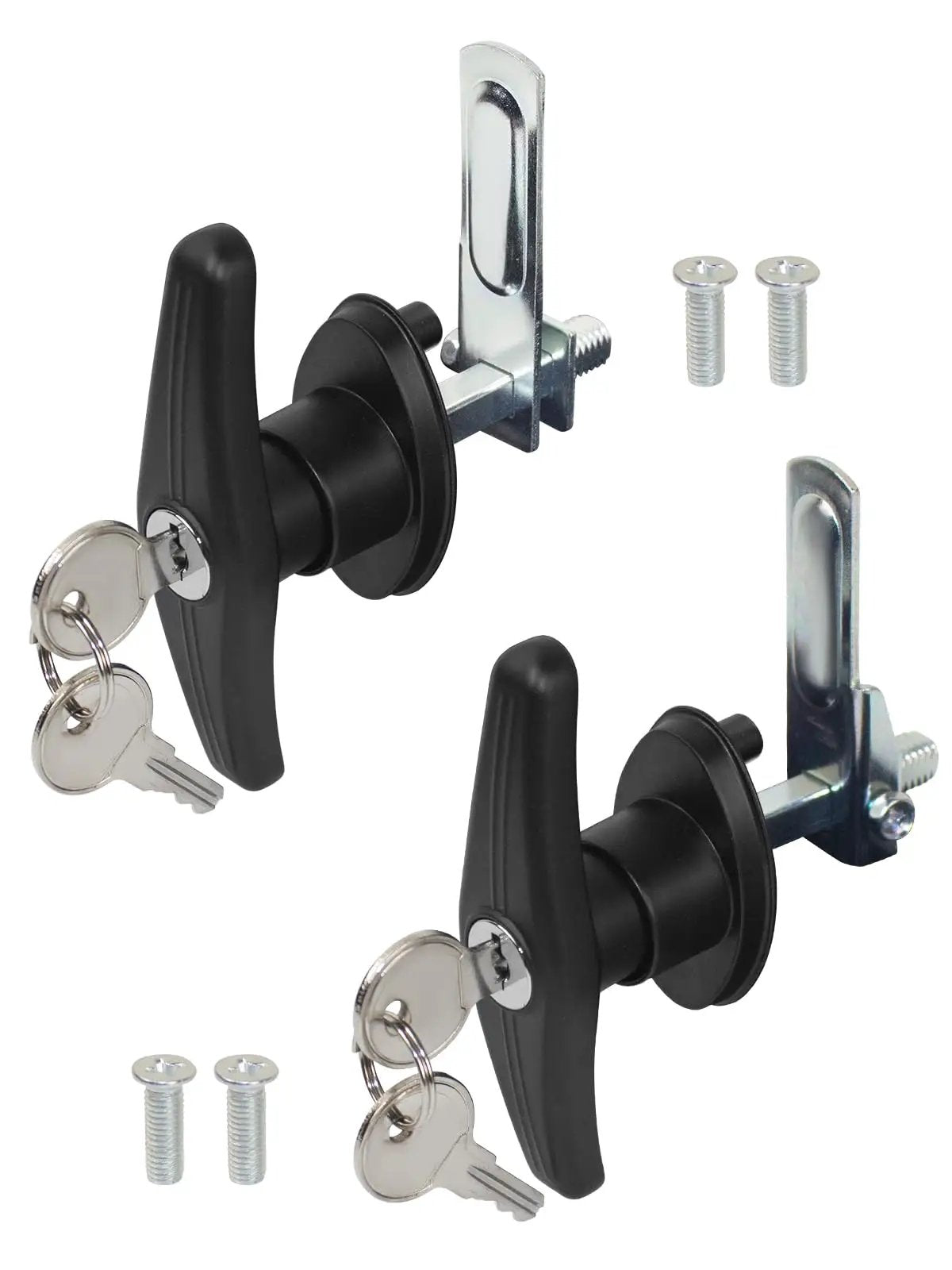 T-Handle Lock Kit for Truck Cap Camper Shell With Keys - Left And Right Lock Set Replacement Parts for truck cap topper doors with keys.