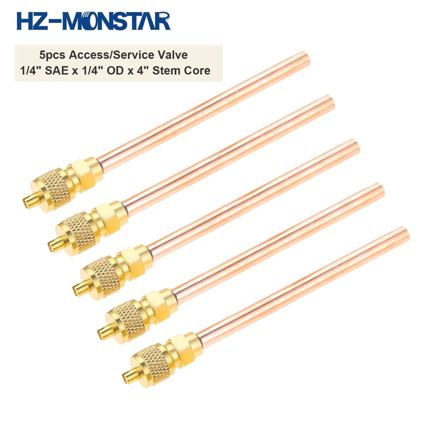 Image of Bullet Piercing Tap Valve Kit 4 Pack For Refrigerator Tubing 1/4 In SAE To 1/4 In OD 4 In Stem Core Universal Fit valves.