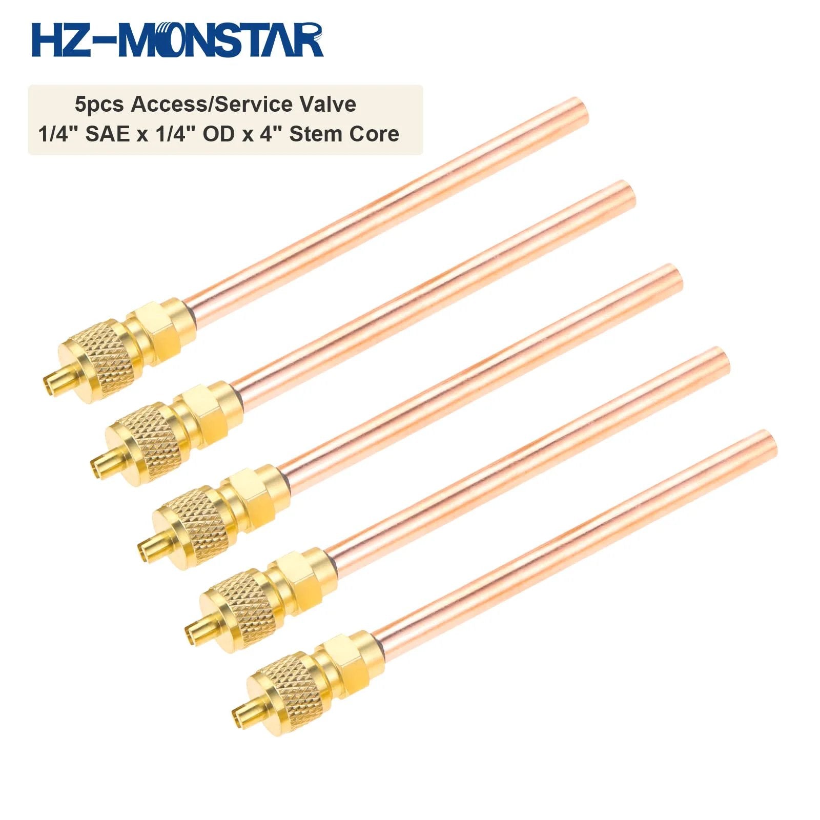 Image of Bullet Piercing Tap Valve Kit 4 Pack For Refrigerator Tubing 1/4 In SAE To 1/4 In OD 4 In Stem Core Universal Fit valves.