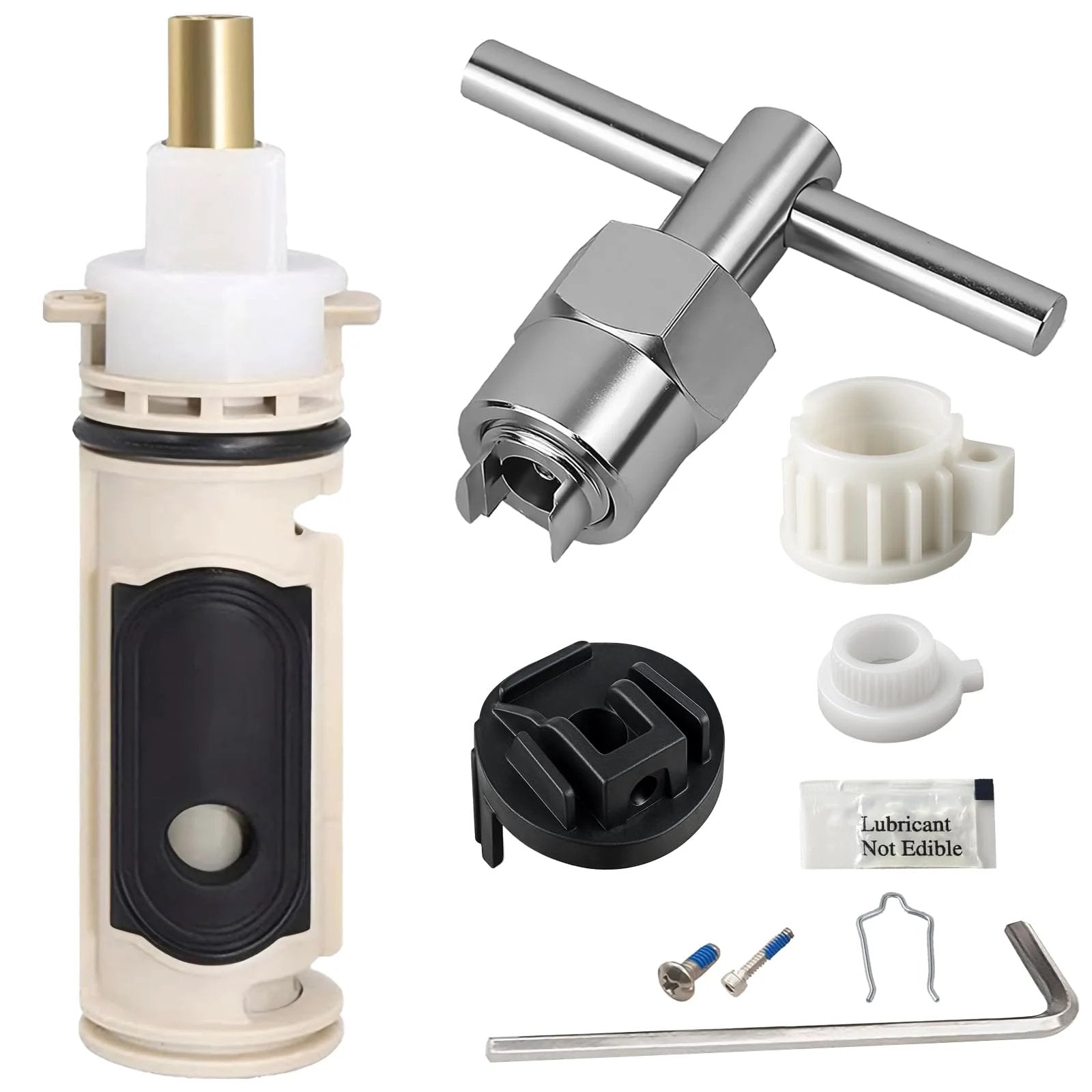 Universal Moen 1222 Cartridge Kit Replacement With Removal Tool And Handle Adapter 116653 For Posi Temp Shower Repair, Easy DIY Install
