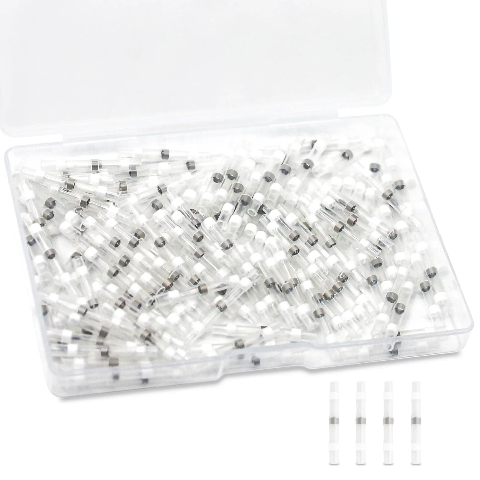 Solder Seal Wire Connectors Kit With Heat Shrink Waterproof Butt Connectors For 26-24 AWG Cables, 120Pcs in transparent case