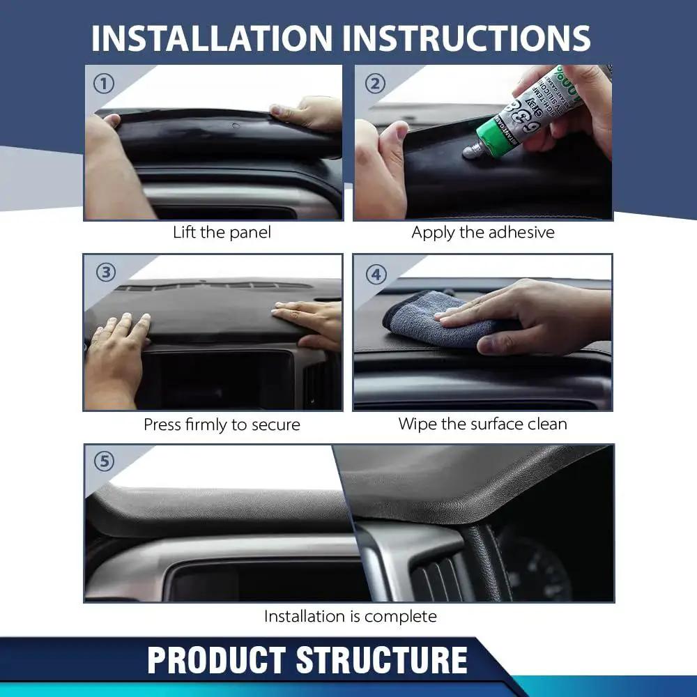 Installation instructions for TPE Dash Cover for Chevy Silverado and GMC Sierra 2007 to 2013 Glovebox Bezel