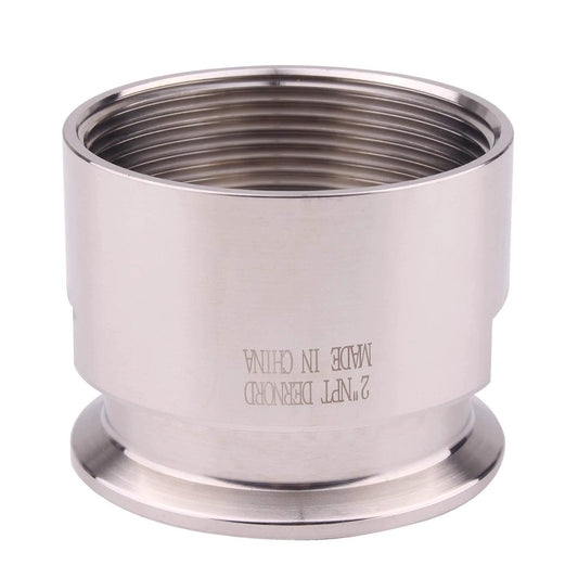 2 Inch Tri Clamp Adapter To 2 Inch FNPT Ferrule Sanitary Pipe Fitting Stainless Steel 304 For Food Beverage Dairy Use Corrosion Resistant Easy Install Milling Edge Silver