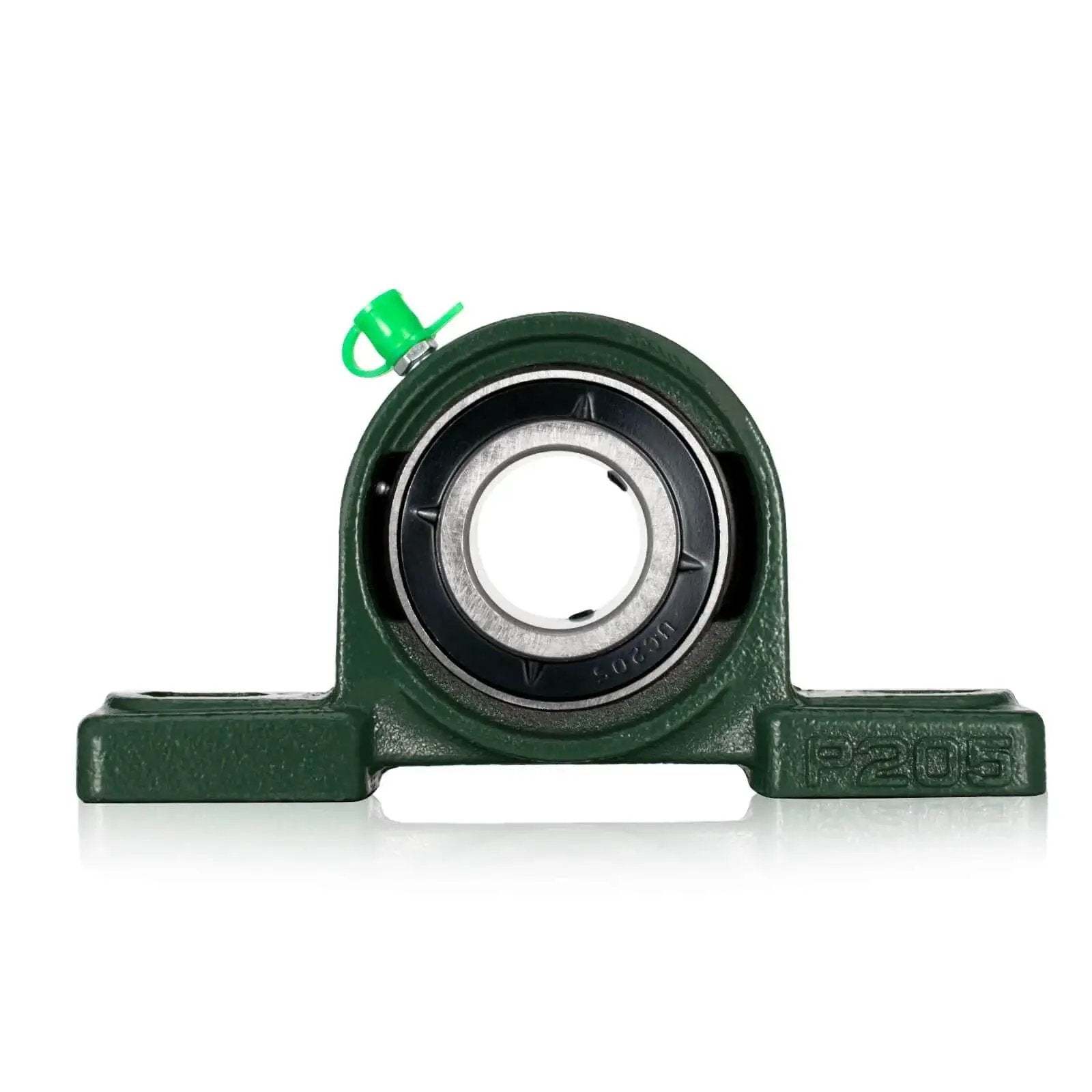 Front view of pillow block bearing with 1 inch shaft bore and solid cast iron base for self aligning UCP205-12 swamp cooler parts pack of 2.