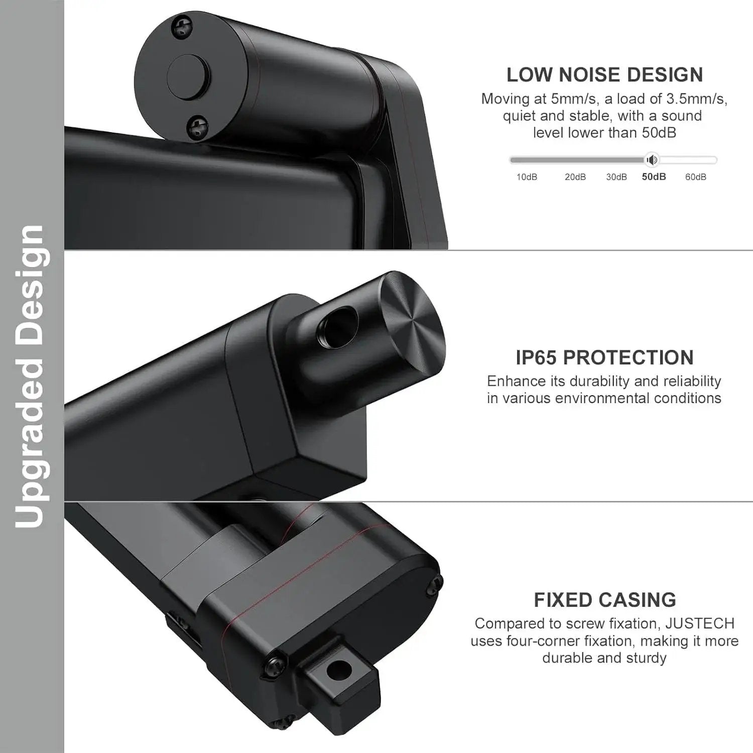 Built-Tough 12V Linear Actuator With 660 Lbs, 3000 N, 2-Inch Travel, Silent Operation, IP65 Weatherproof close-up details